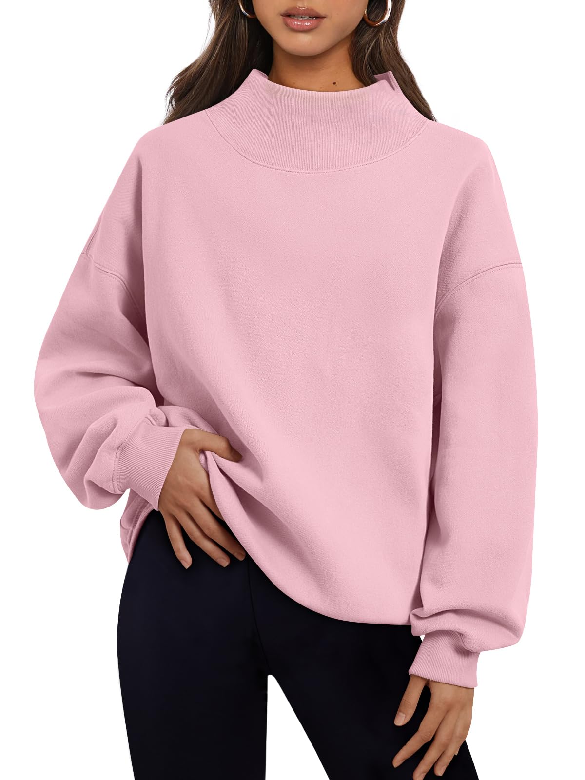 Trendy Queen Womens Oversized Sweatshirts Turtleneck Pullover Long Sleeve Hoodies Tops Fall Fashion Outfits 2025 Clothes