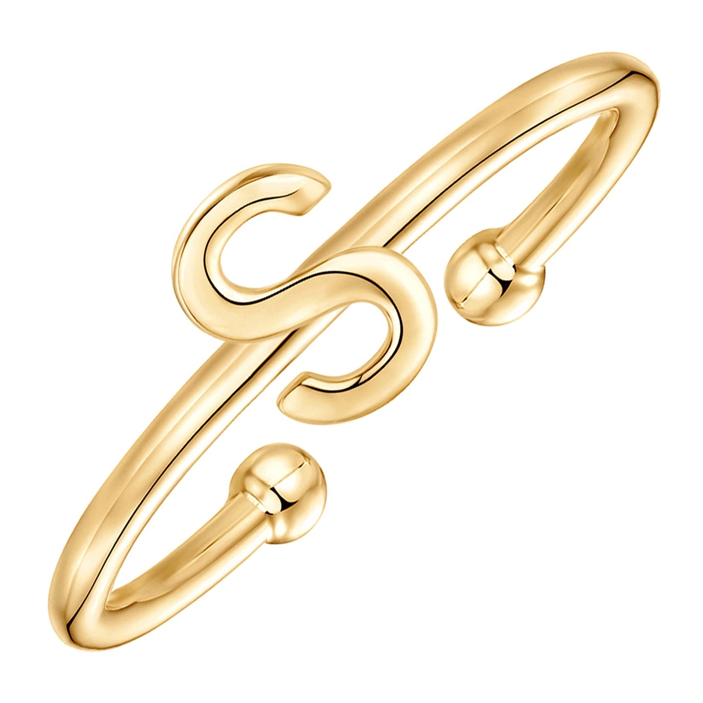 PAVOI 14K Gold Plated Initial Adjustable Ring | Womens Initial Ring | Fasion Ring Women