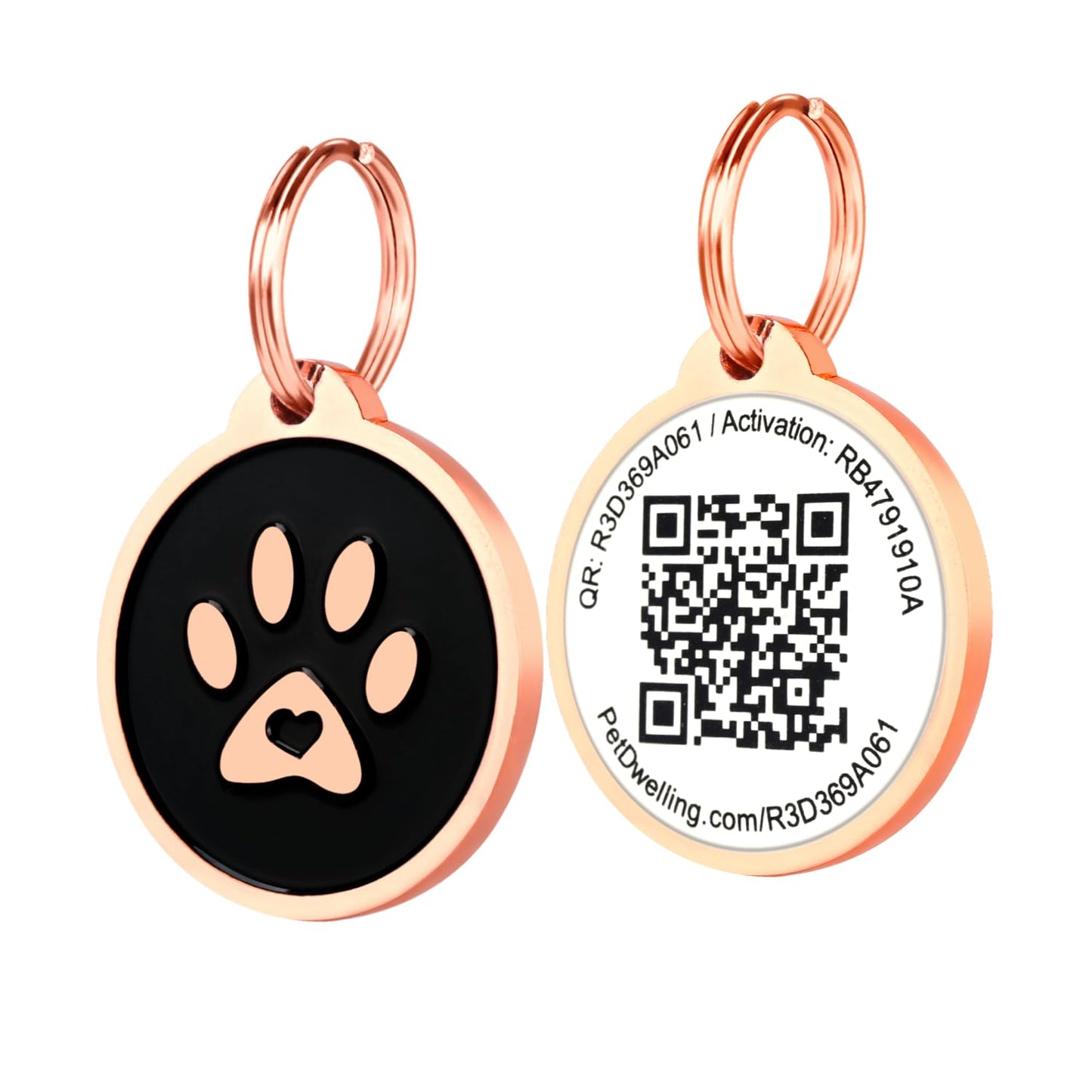 Premium Pet ID Tag for Dogs and Cats: Easy Scan QR Code, Instant Online Pet Profile Access, & Scan Location Alerts(Lux Gold Black Paw)