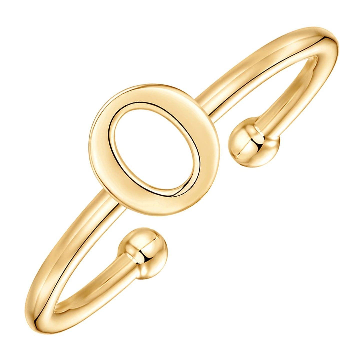 PAVOI 14K Gold Plated Initial Adjustable Ring | Womens Initial Ring | Fasion Ring Women