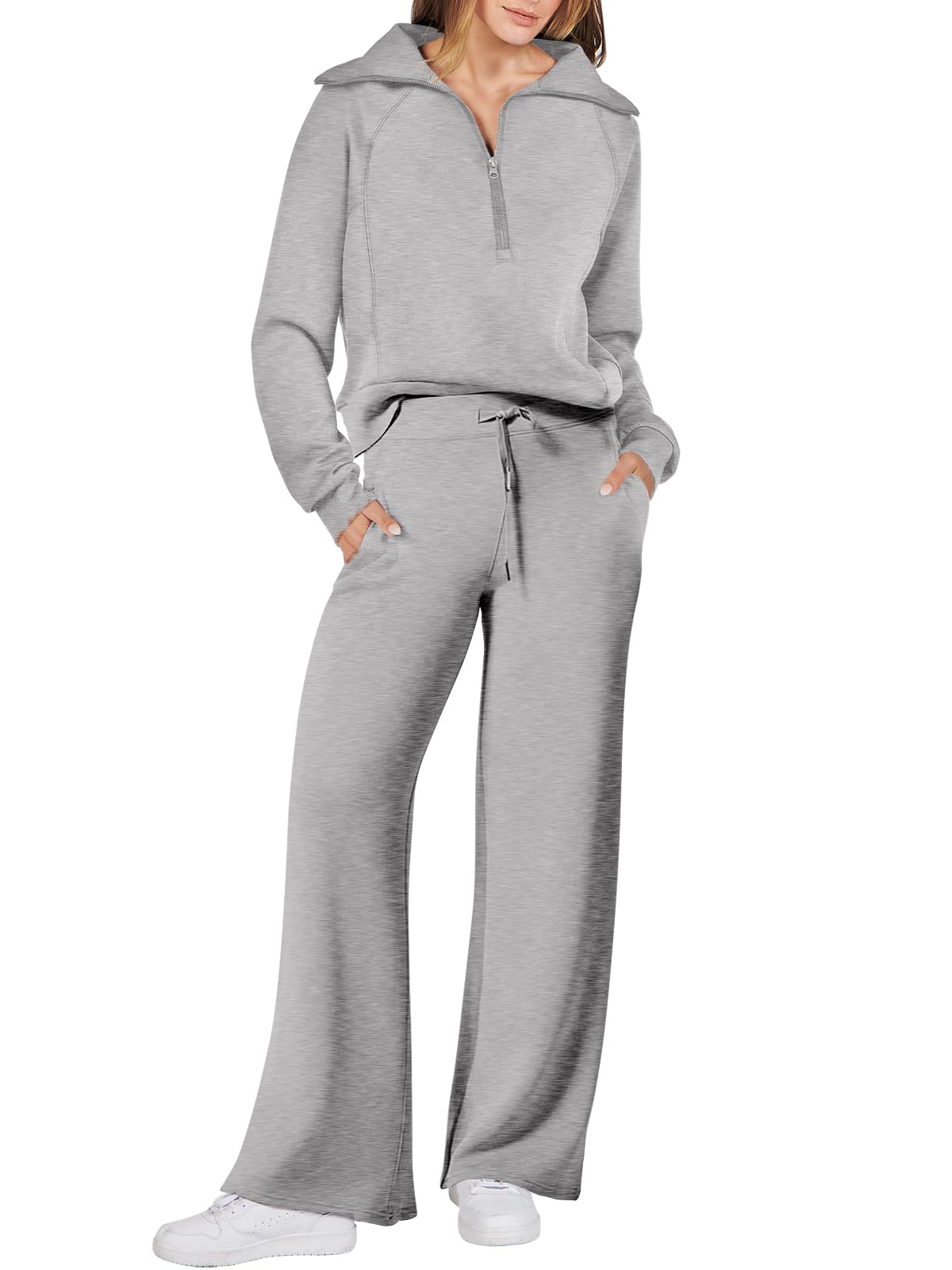 ANRABESS Women 2 Piece Outfits Sweatsuit Oversized Sweatshirt Sweatpants Tracksuit Sweat Lounge Matching Set 2024 Fall Trendy