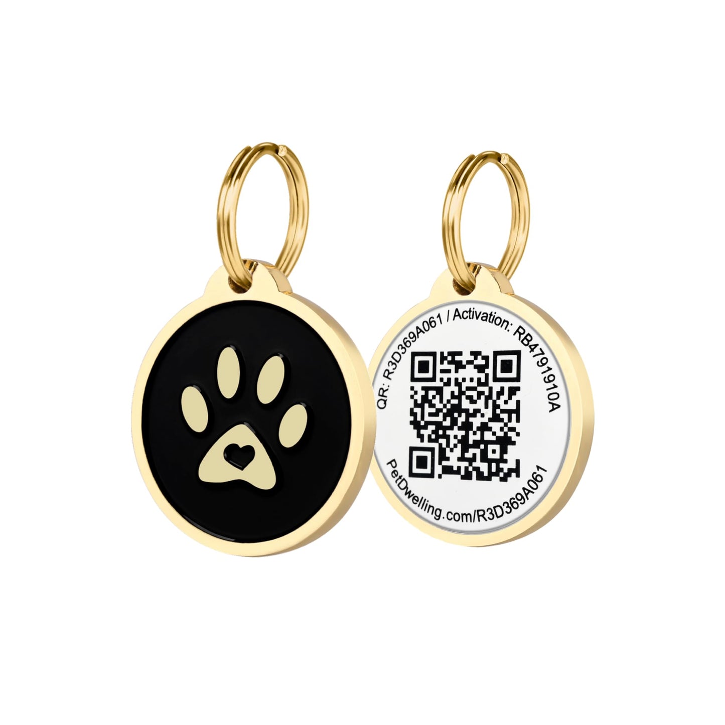 Premium Pet ID Tag for Dogs and Cats: Easy Scan QR Code, Instant Online Pet Profile Access, & Scan Location Alerts(Lux Gold Black Paw)