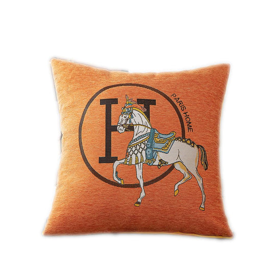 Croker Horse 18x18'' inches Throw Pillow Cushion Covers Set Pack of 2 Pcs - Luxury Horse Embroidery Modern Style Couch Sofa Pillow Cover for Living Room Bedroom (Orange)