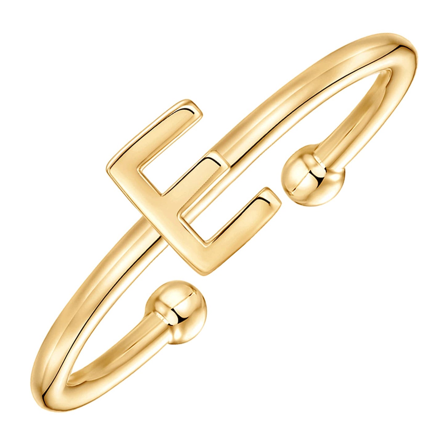 PAVOI 14K Gold Plated Initial Adjustable Ring | Womens Initial Ring | Fasion Ring Women