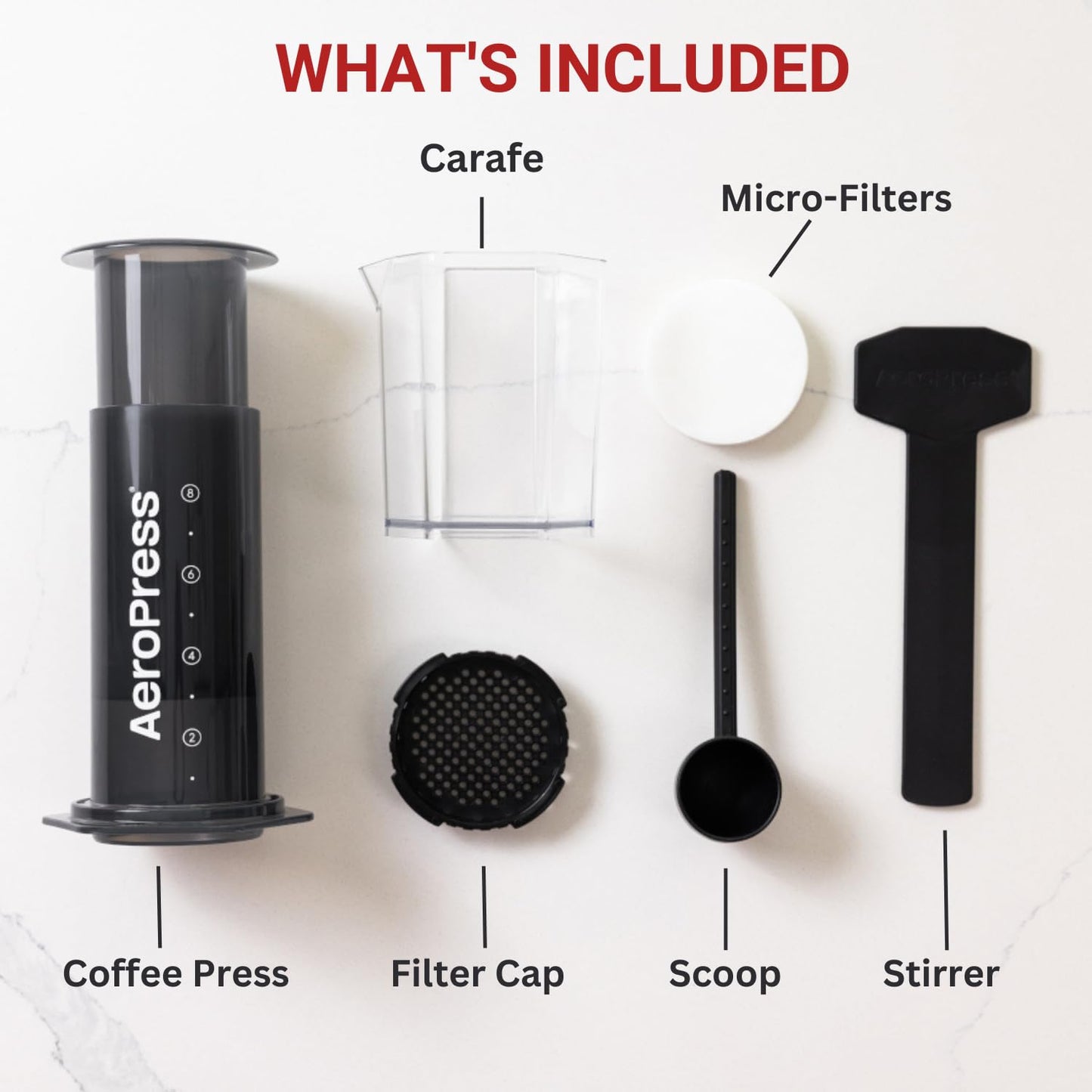 AeroPress Original Coffee and Espresso-style Maker, Barista Level Portable Coffee Maker with Chamber, Plunger, & Filters, Quick Coffee and Espresso Maker