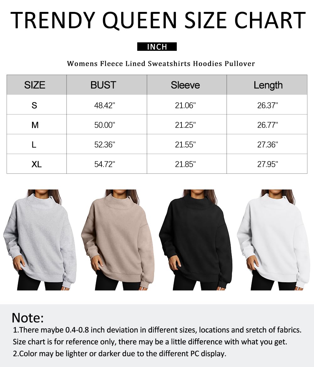 Trendy Queen Womens Oversized Sweatshirts Turtleneck Pullover Long Sleeve Hoodies Tops Fall Fashion Outfits 2025 Clothes