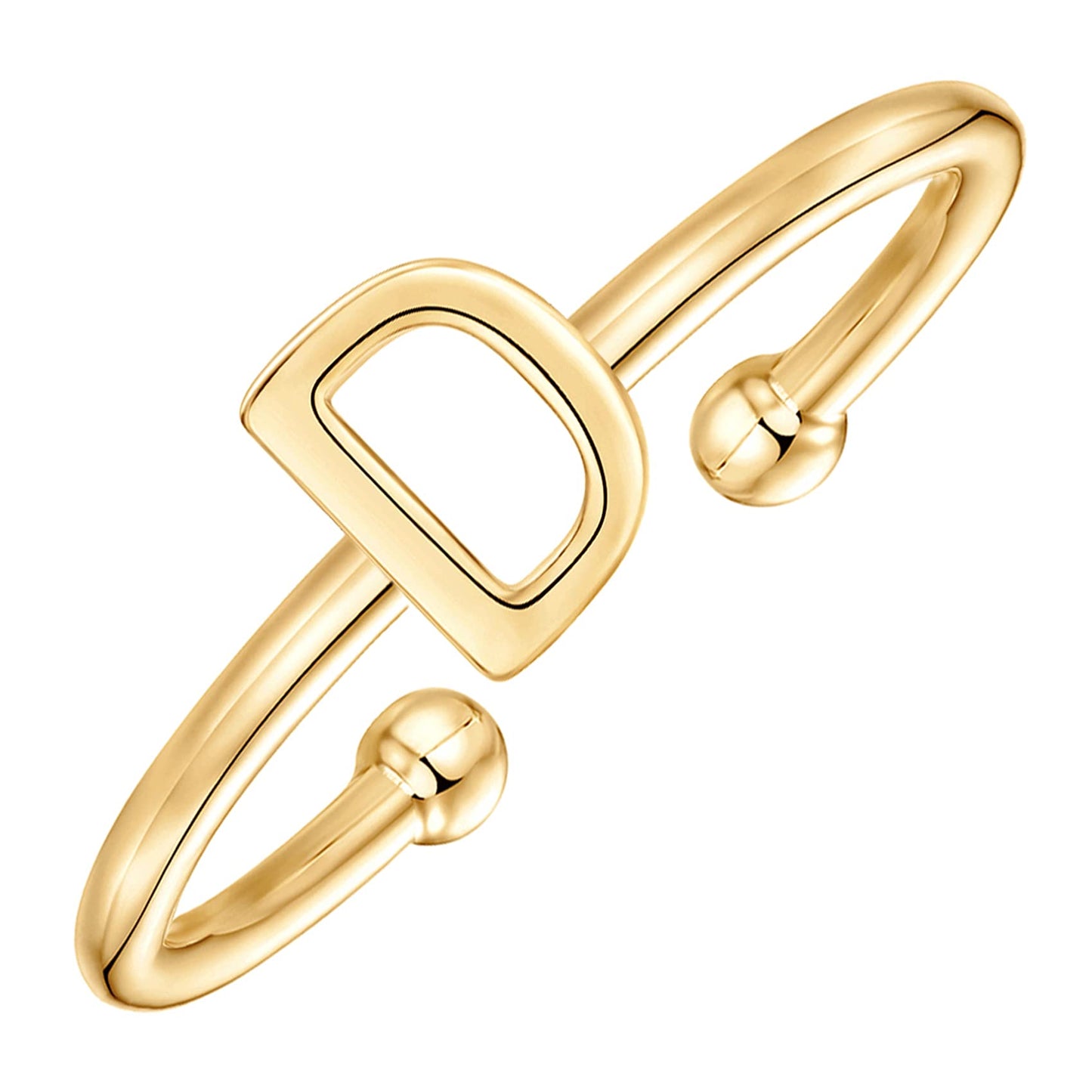 PAVOI 14K Gold Plated Initial Adjustable Ring | Womens Initial Ring | Fasion Ring Women