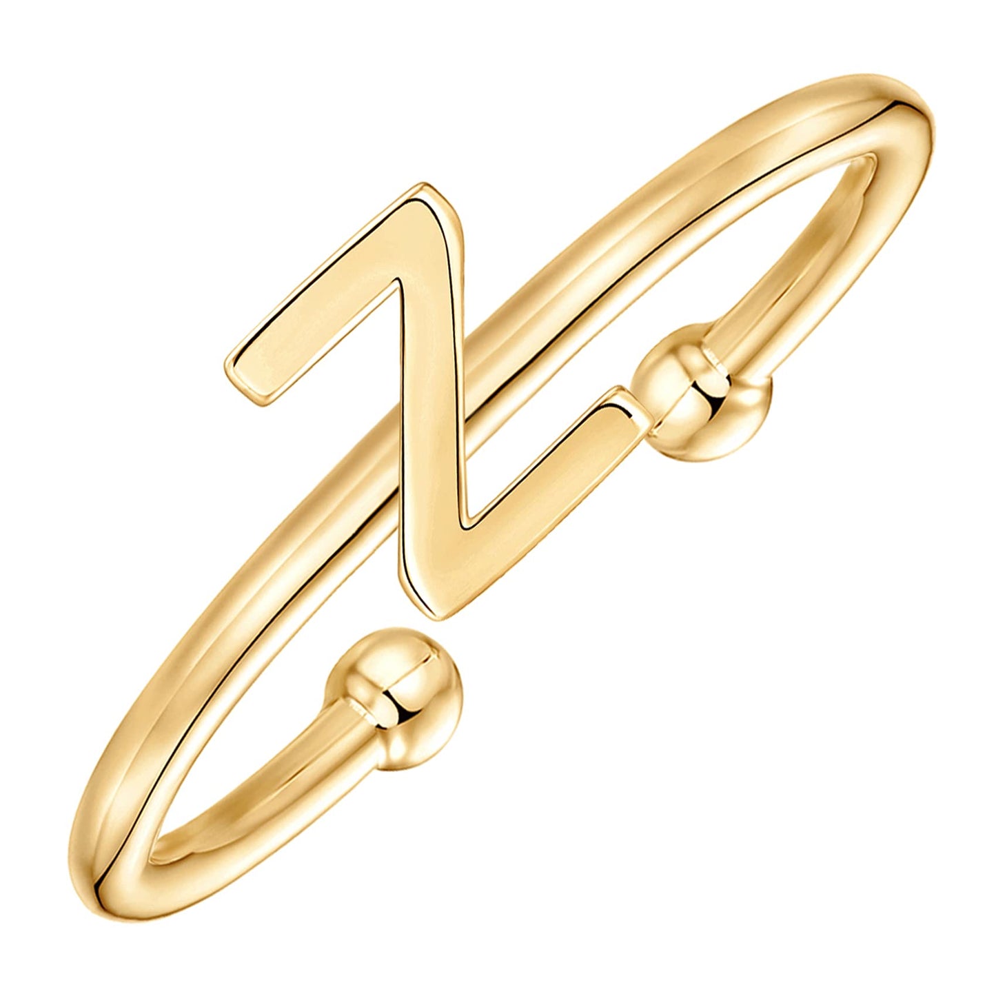 PAVOI 14K Gold Plated Initial Adjustable Ring | Womens Initial Ring | Fasion Ring Women