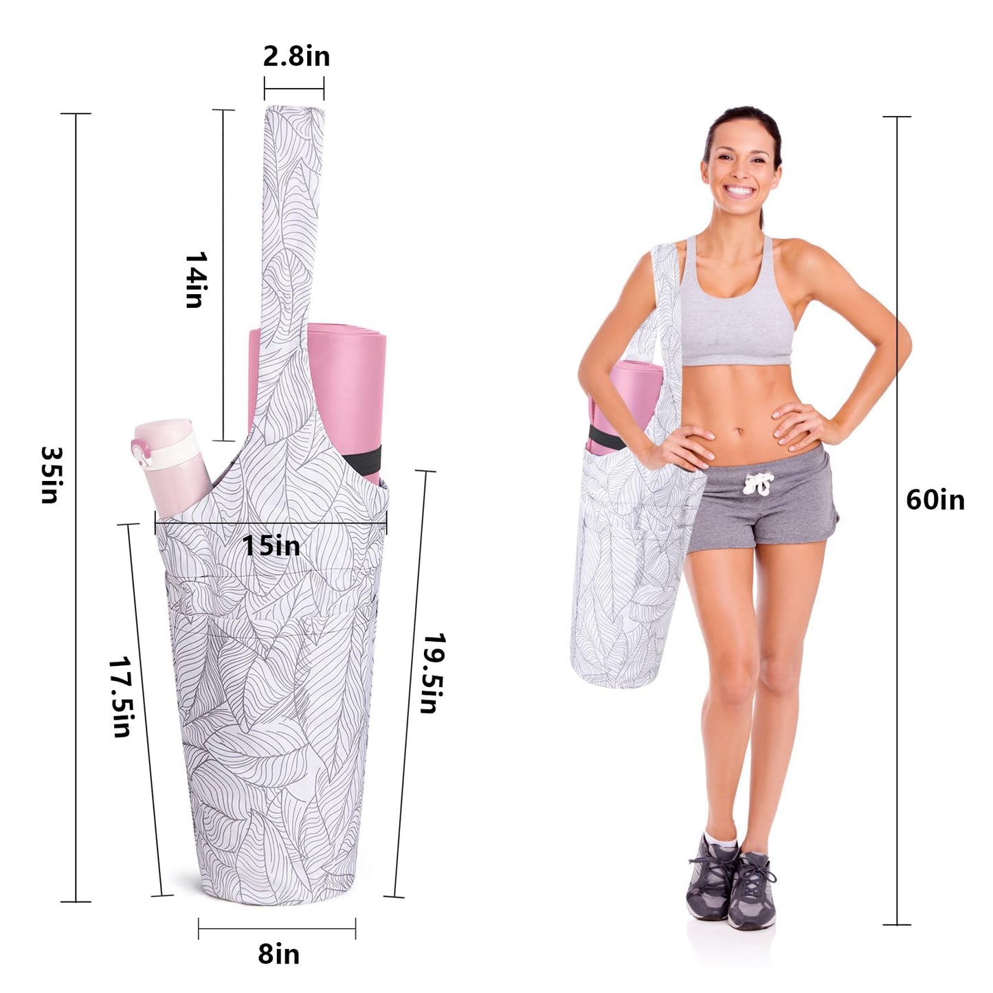 IwIeIaIrI Yoga Mat Bag with Large Size Pocket and Zipper Pocket，Yoga Bag Adjustable Shoulder Strap- Holds More Yoga Accessories