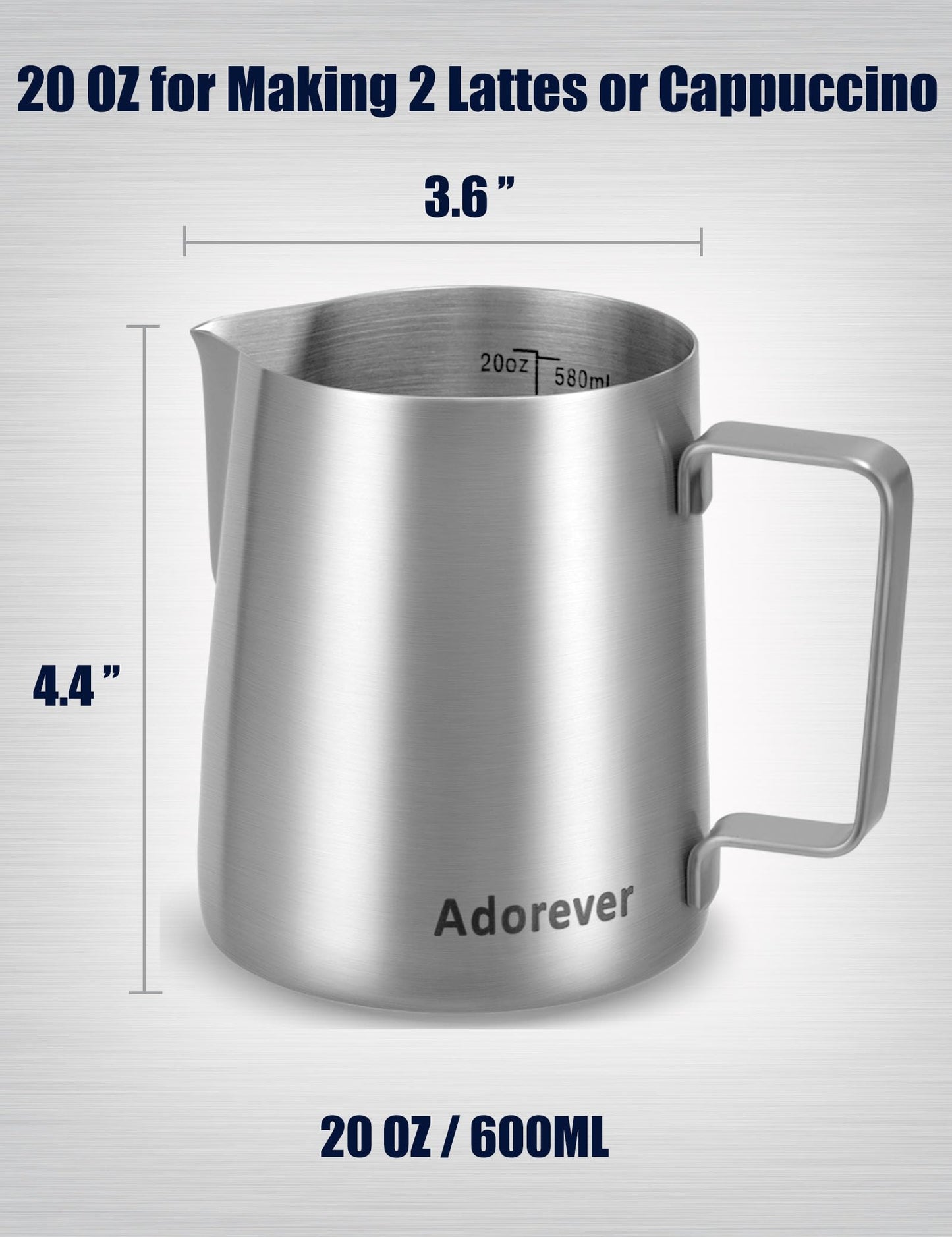 Milk Frothing Pitcher 350ml/600ml/900ml/1500ml (12oz/20oz/32oz/50oz) Steaming Pitchers Stainless Steel Milk/Coffee/Cappuccino/Latte Art Barista Steam Pitchers Milk Jug Cup with Art Pen,12oz