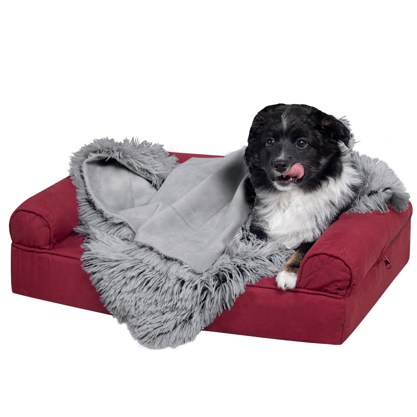 Furhaven Waterproof Throw Blanket for Dogs & Indoor Cats, Washable - Shaggy Plush Calming Long Faux Fur & Velvet Dog Blanket - Mist Gray, Extra Large/XL