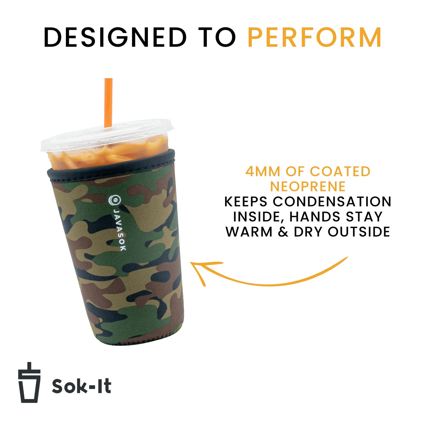 Sok It Java Sok Iced Coffee & Cold Soda Insulated Neoprene Cup Sleeve (English Garden Picnic, Medium: 22-28oz)