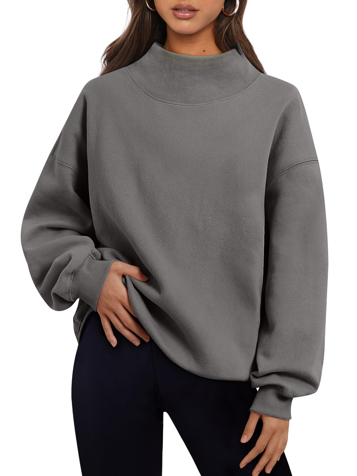 Trendy Queen Womens Oversized Sweatshirts Turtleneck Pullover Long Sleeve Hoodies Tops Fall Fashion Outfits 2025 Clothes