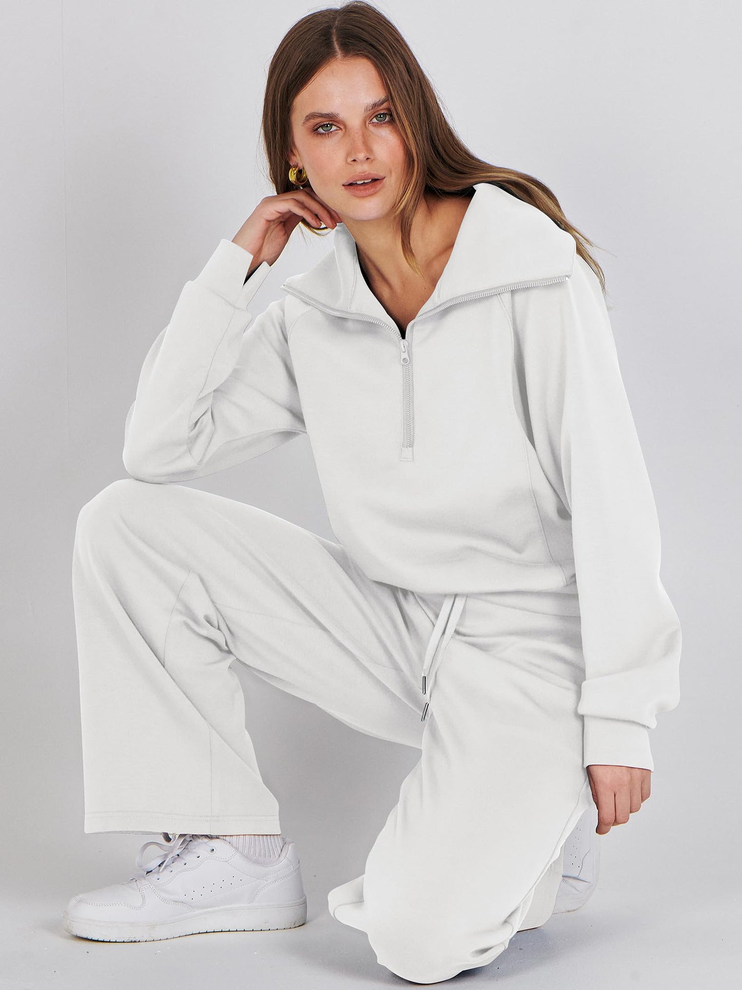 ANRABESS Women 2 Piece Outfits Sweatsuit Oversized Sweatshirt Sweatpants Tracksuit Sweat Lounge Matching Set 2024 Fall Trendy