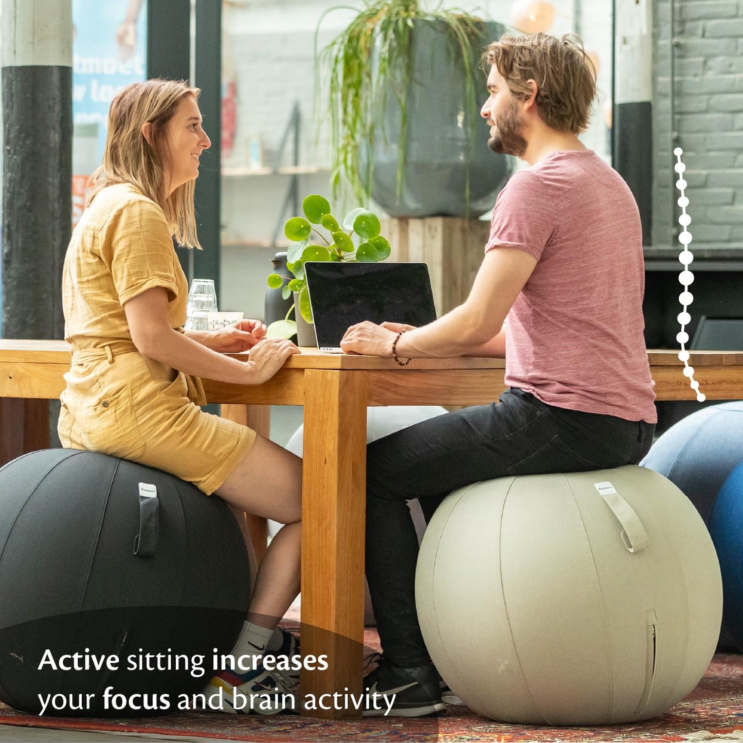 Balance Ball Chair for Office & Home - Ergonomic Exercise Ball for Posture & Back Pain Relief, Yoga Ball Chair - Sitting Ball with Washable Linen Cover