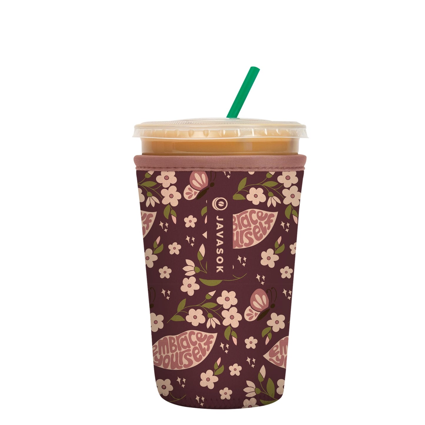 Sok It Java Sok Iced Coffee & Cold Soda Insulated Neoprene Cup Sleeve (English Garden Picnic, Medium: 22-28oz)