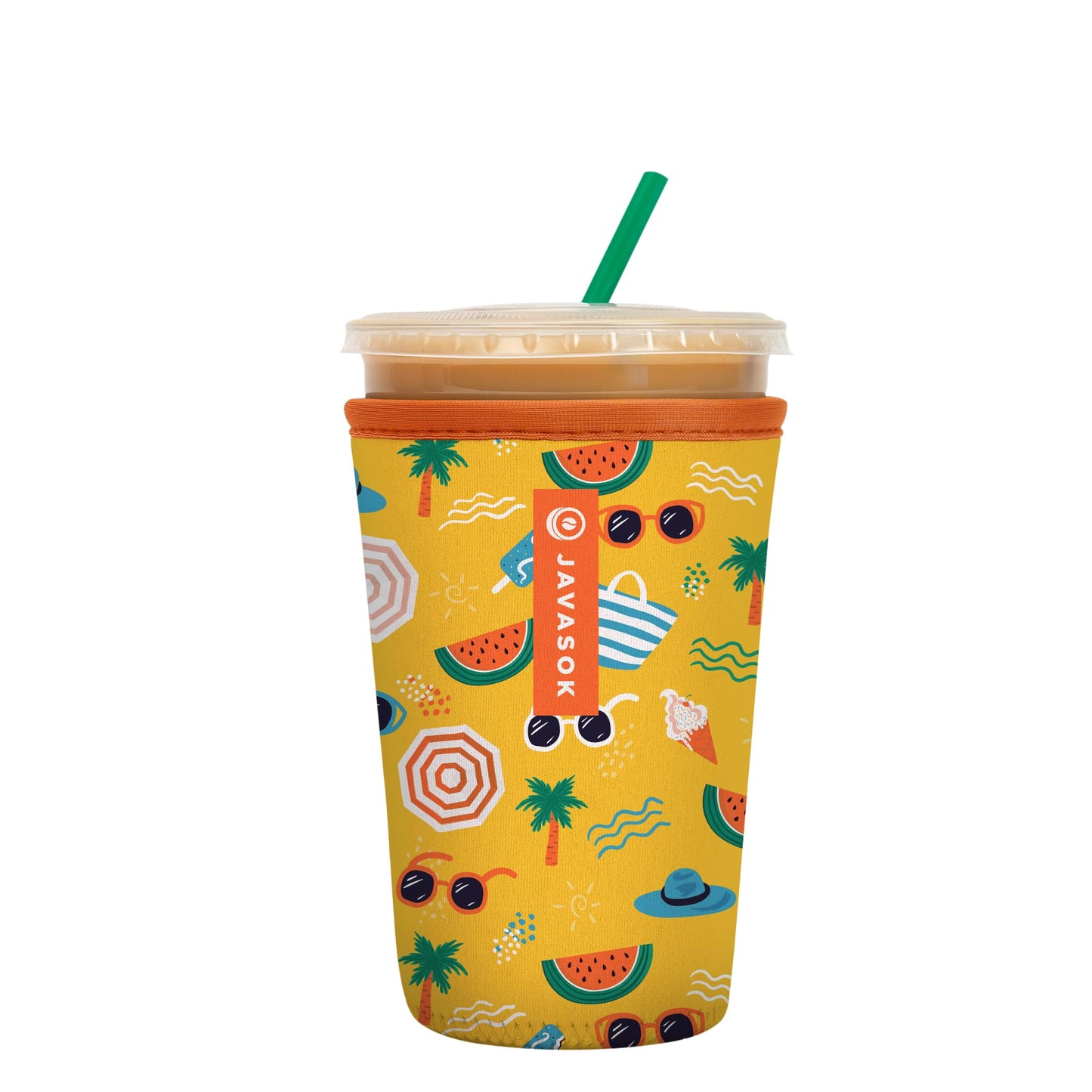 Sok It Java Sok Iced Coffee & Cold Soda Insulated Neoprene Cup Sleeve (English Garden Picnic, Medium: 22-28oz)