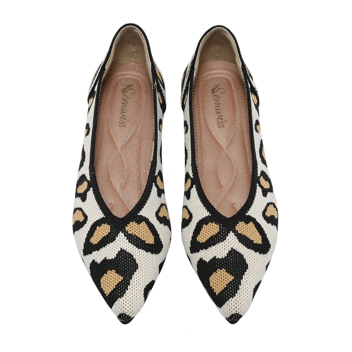 Semwiss Women's Ballet Flats Comfortable Casual Dressy Shoes,Work Flats Office Shoes Pointed Toe Leopard Flats.