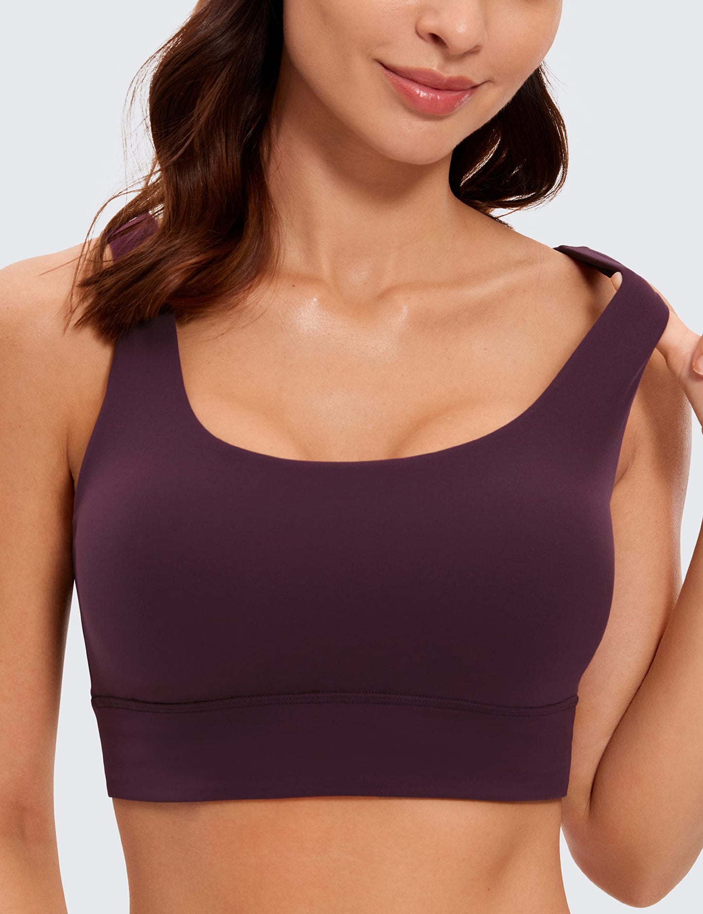 CRZ YOGA Butterluxe Womens U Back Sports Bra - Scoop Neck Padded Low Impact Yoga Bra Workout Crop Top with Built in Bra