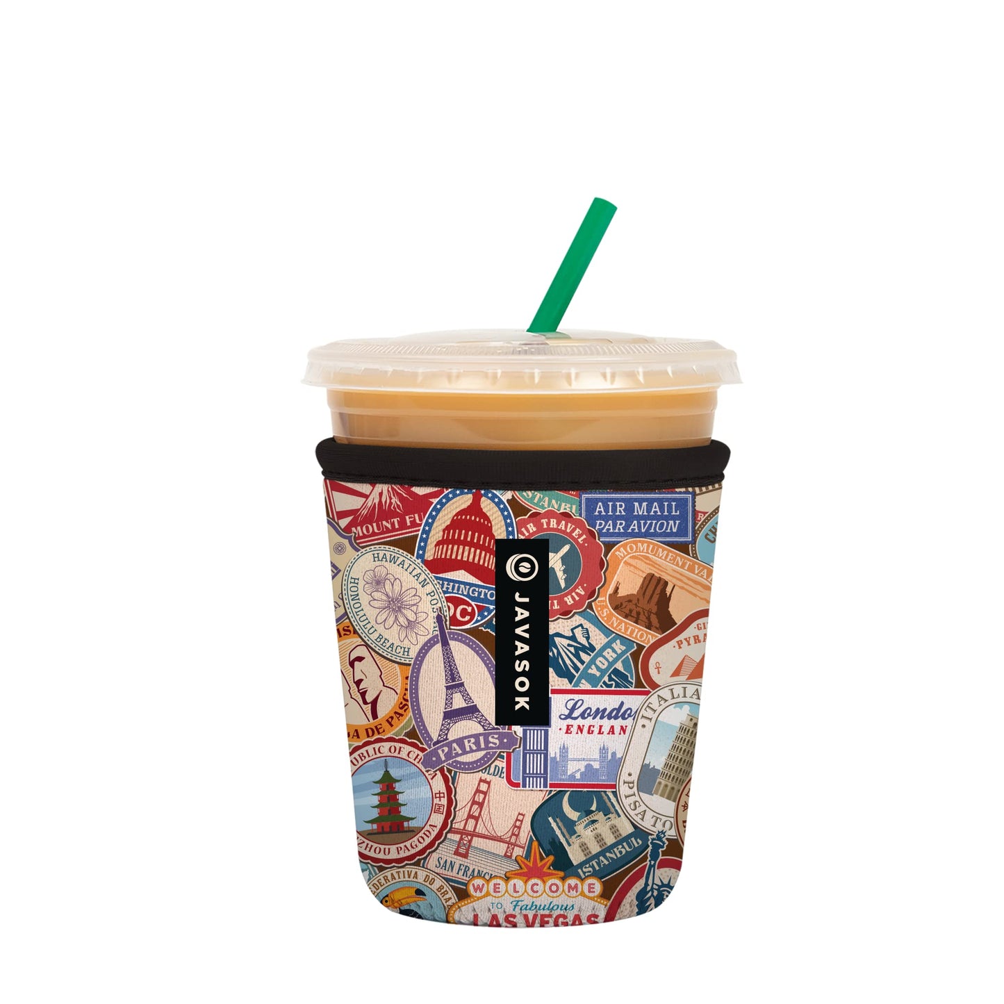 Sok It Java Sok Iced Coffee & Cold Soda Insulated Neoprene Cup Sleeve (English Garden Picnic, Medium: 22-28oz)