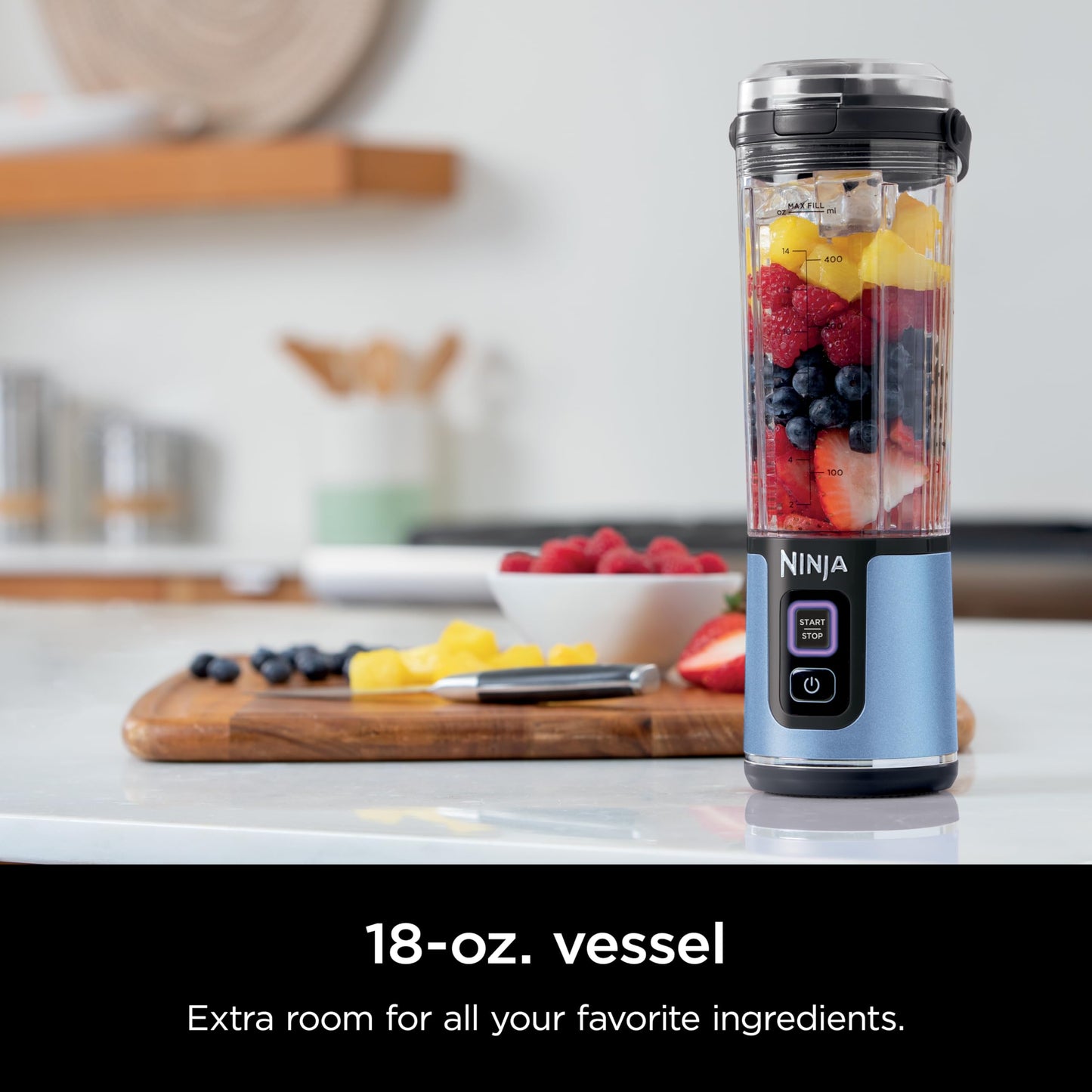 Ninja Blast Portable Blender, Cordless, 18oz. Vessel, Personal Blender For-Shakes and Smoothies, BPA Free, Leakproof-Lid and Sip Spout, USB-C Rechargeable, Dishwasher Safe Parts, Denim Blue, BC151ND