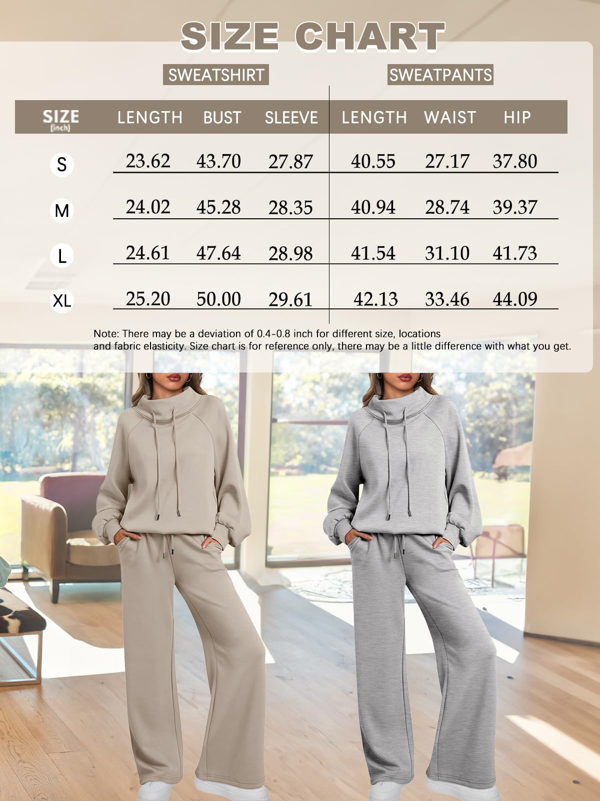 AUTOMET Lounge Sets for Women Sweatsuits 2 Piece Outfits 2025 Fall Drawstring Sweatshirt Wide Leg Sweatpants Tracksuit