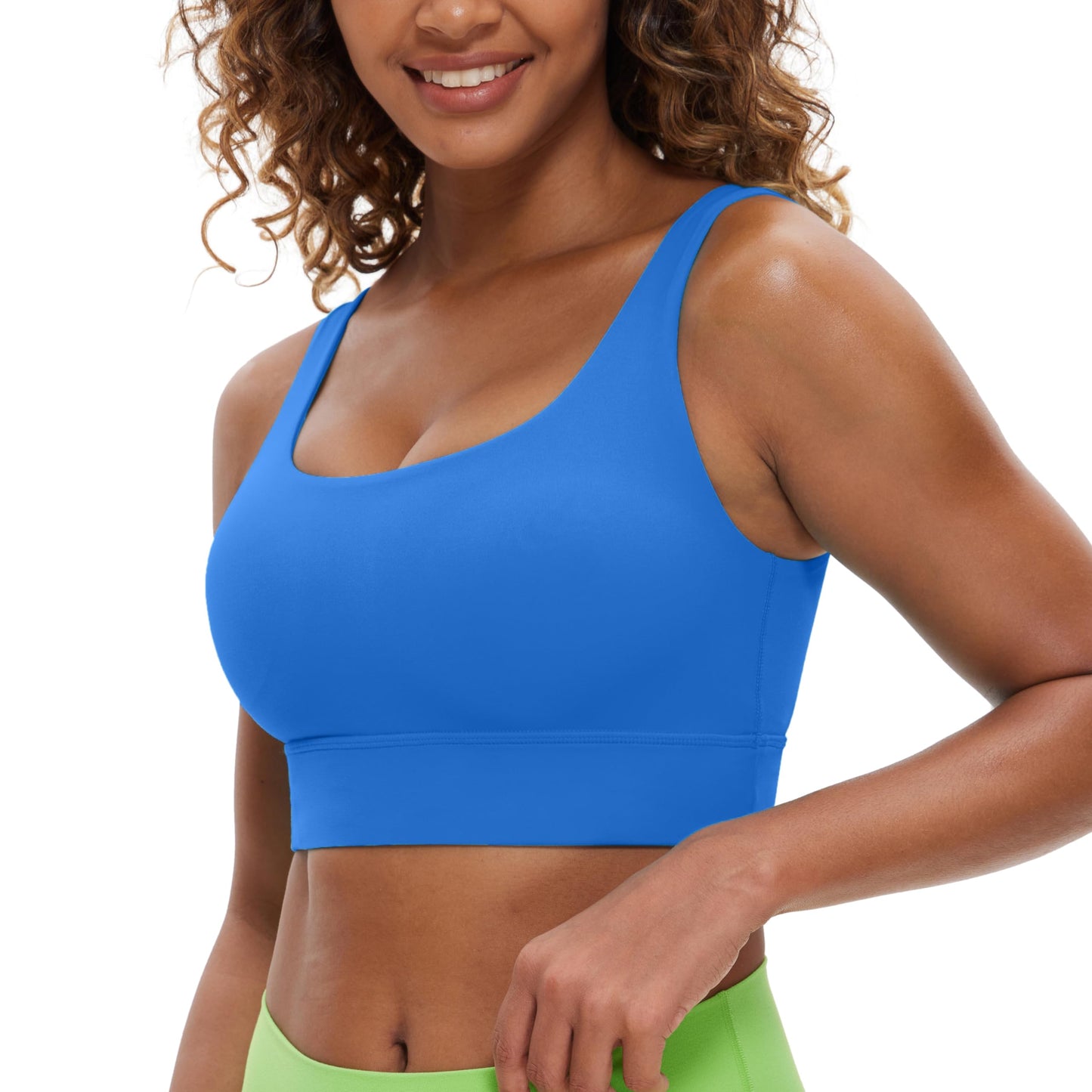 CRZ YOGA Butterluxe Womens U Back Sports Bra - Scoop Neck Padded Low Impact Yoga Bra Workout Crop Top with Built in Bra