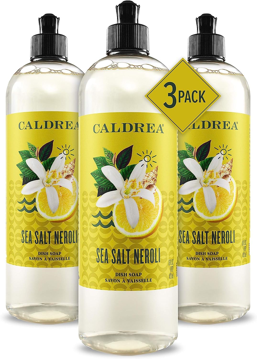 Caldrea Multi-surface Countertop Spray Cleaner, Made with Vegetable Protein Extract, Sea Salt Neroli Scent, 16 oz