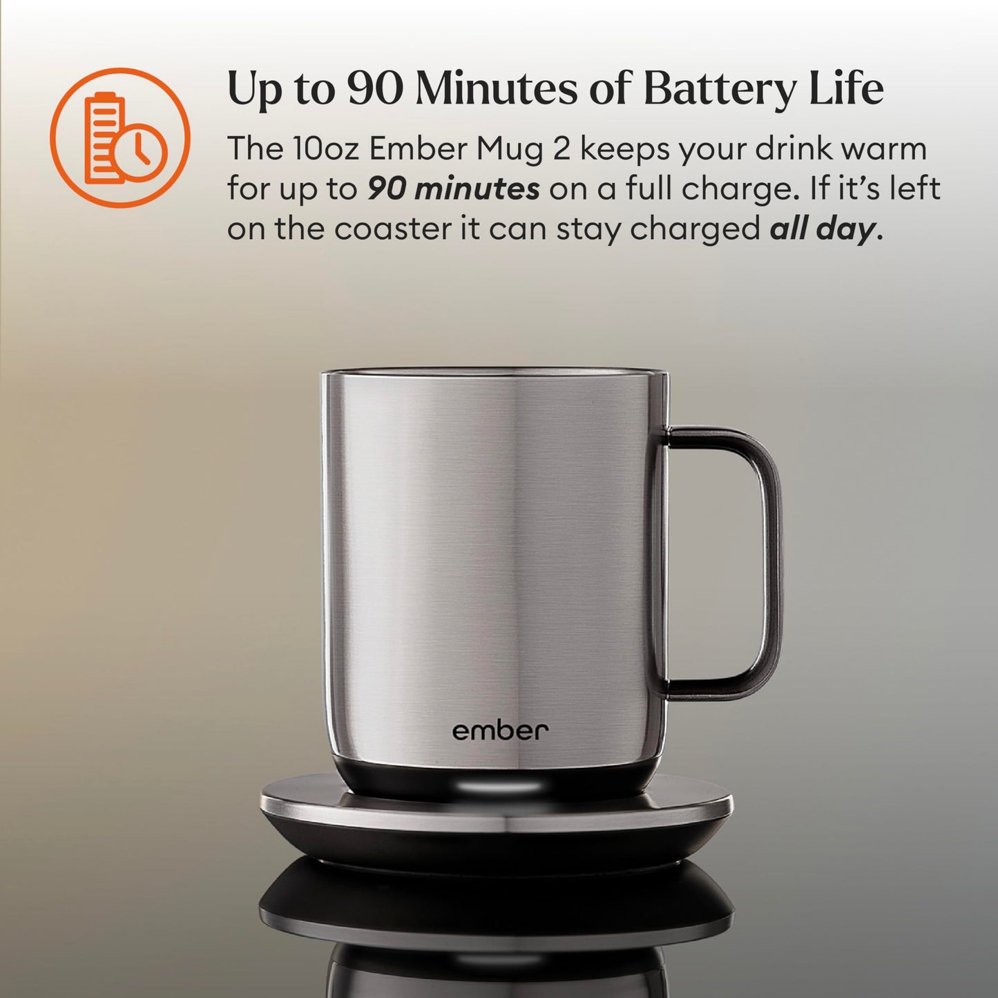 Ember Temperature Control Smart Mug 2, 10 Oz, App-Controlled Heated Coffee Mug with 80 Min Battery Life and Improved Design, Copper