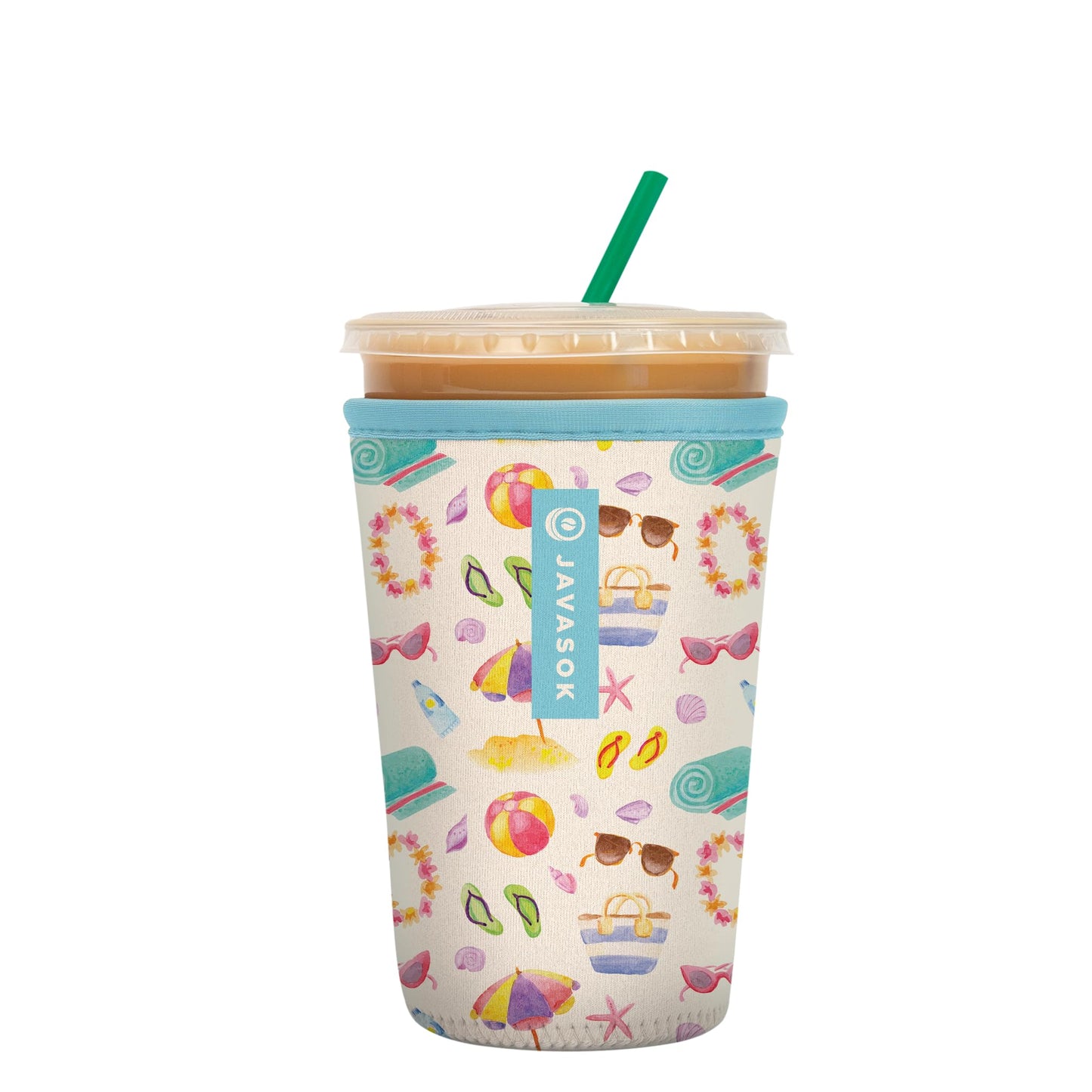 Sok It Java Sok Iced Coffee & Cold Soda Insulated Neoprene Cup Sleeve (English Garden Picnic, Medium: 22-28oz)