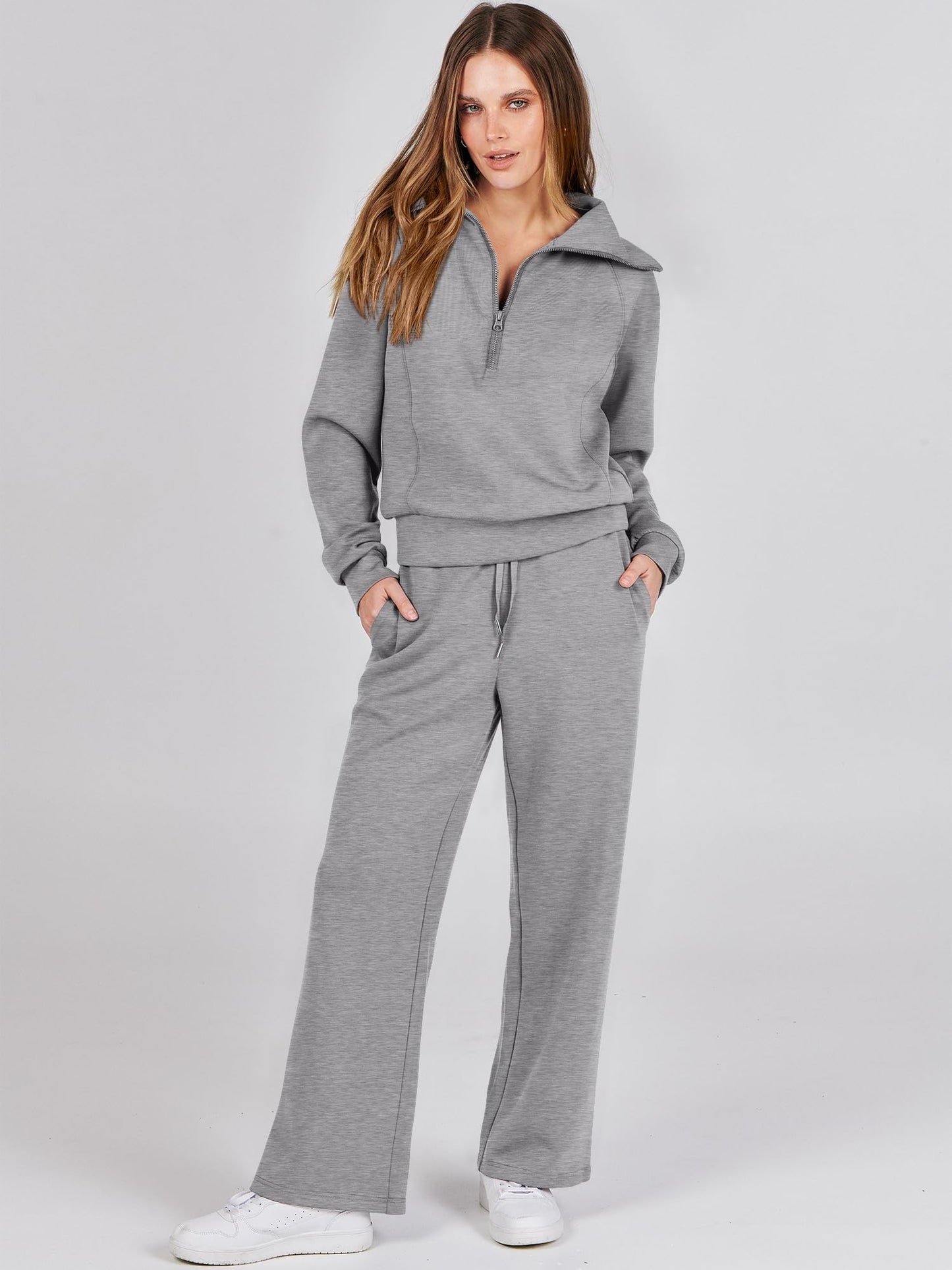 ANRABESS Women 2 Piece Outfits Sweatsuit Oversized Sweatshirt Sweatpants Tracksuit Sweat Lounge Matching Set 2024 Fall Trendy