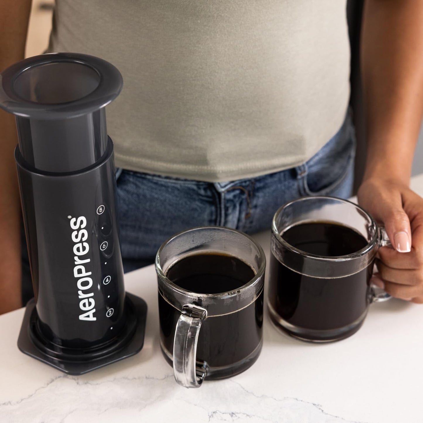 AeroPress Original Coffee and Espresso-style Maker, Barista Level Portable Coffee Maker with Chamber, Plunger, & Filters, Quick Coffee and Espresso Maker