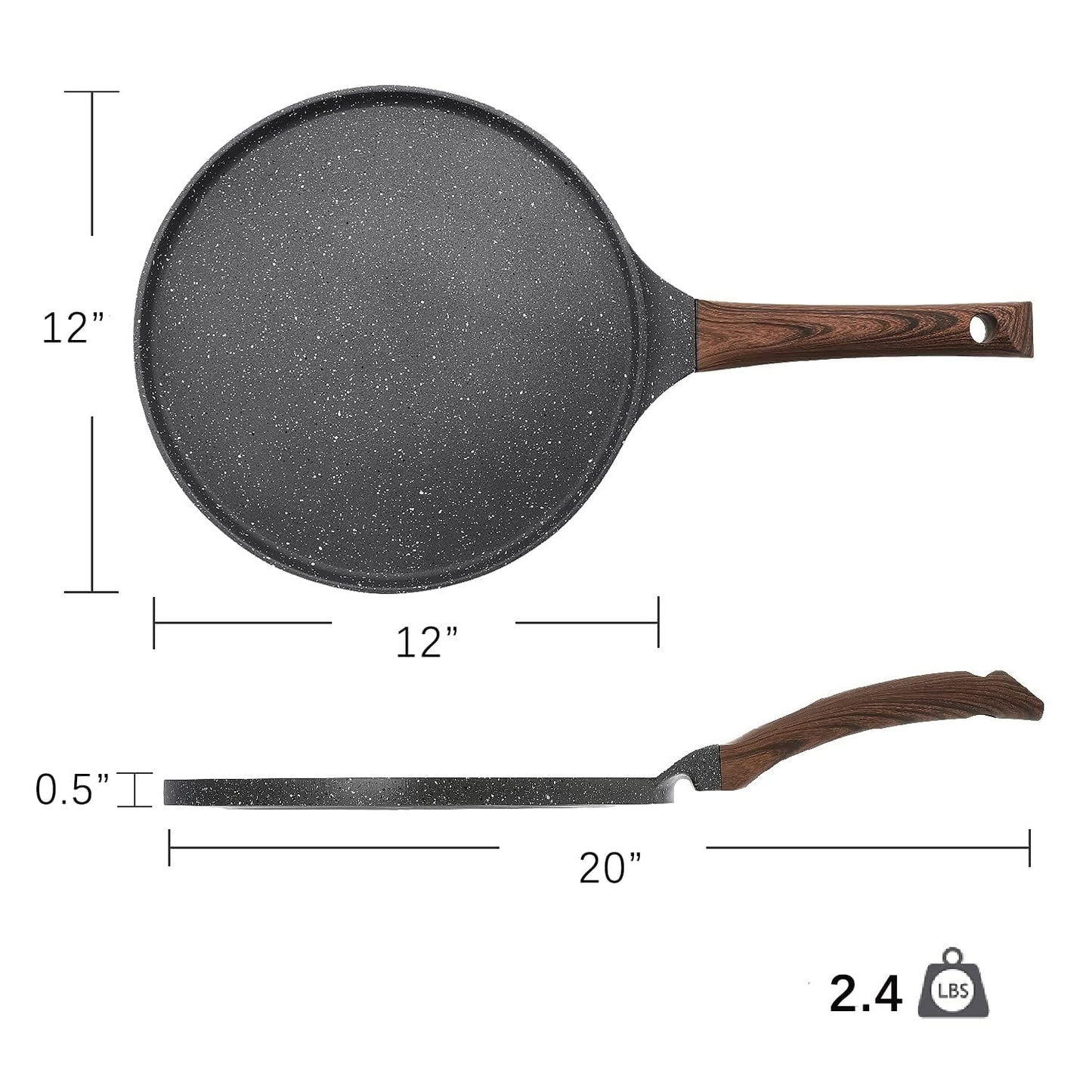 SENSARTE Nonstick Crepe Pan with Spreader, 10-Inch Natural Ceramic Coating Dosa Pan Pancake Flat Skillet Tawa Griddle with Stay-Cool Handle, Induction Compatible, PFOA Free (White)