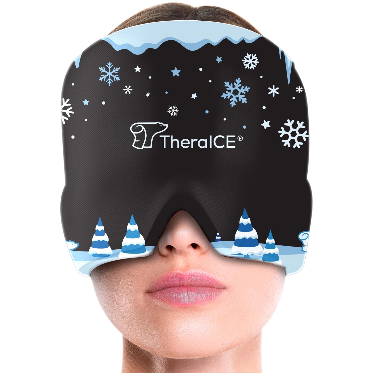 TheraICE Migraine Relief Cap, Soothing Headache Hat Ice Pack Mask, Face Cold Compress Cooling Gel Head Wrap Products for Tension, Stress & Hangover