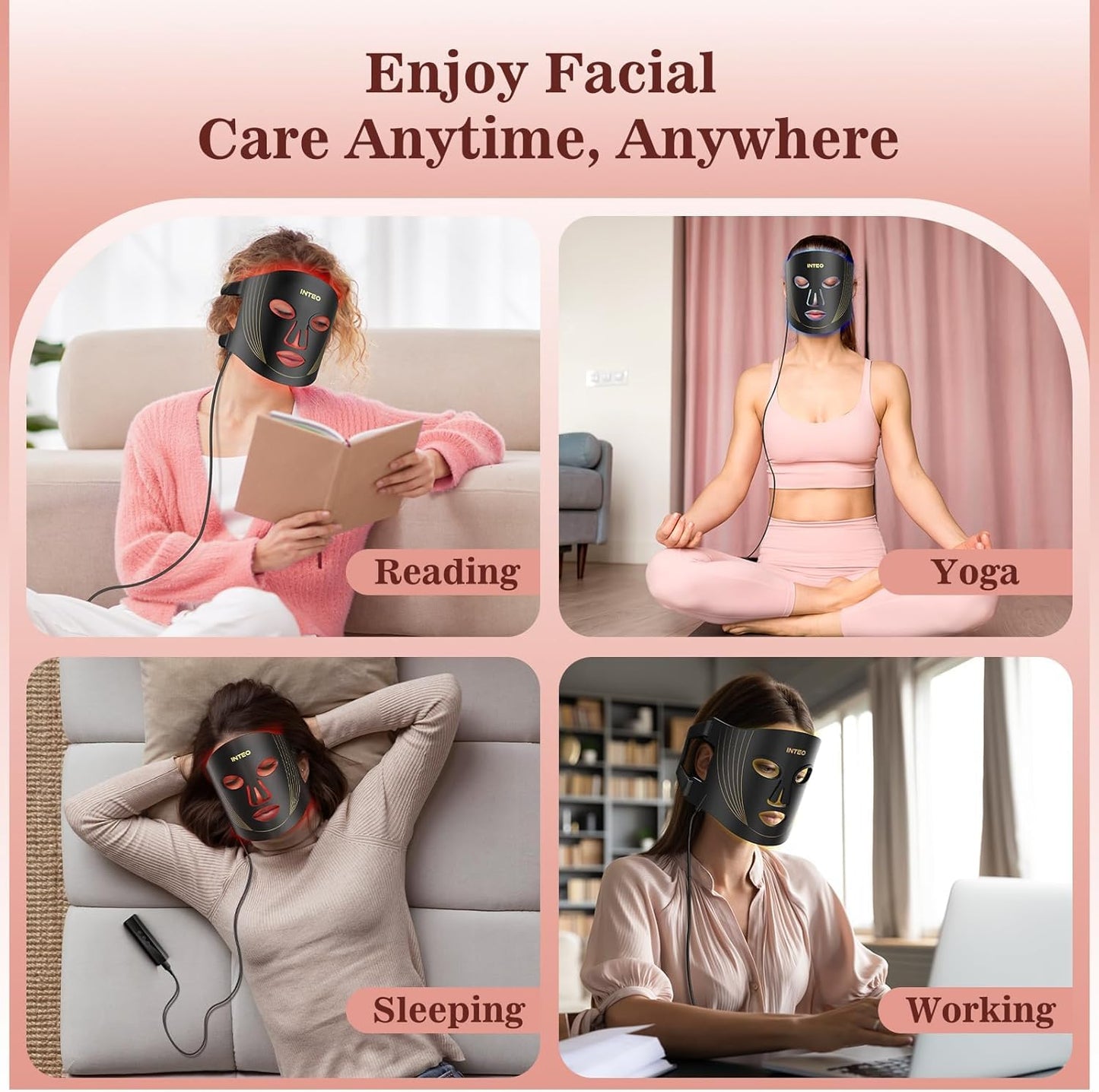 Red Light Therapy for Face, 3 Modes Portable Led Face Mask Light Therapy with Remote, Near-Infrared 850 Red Light Therapy Mask with Timing Function, Red Light Therapy at Home 180 LED Beads