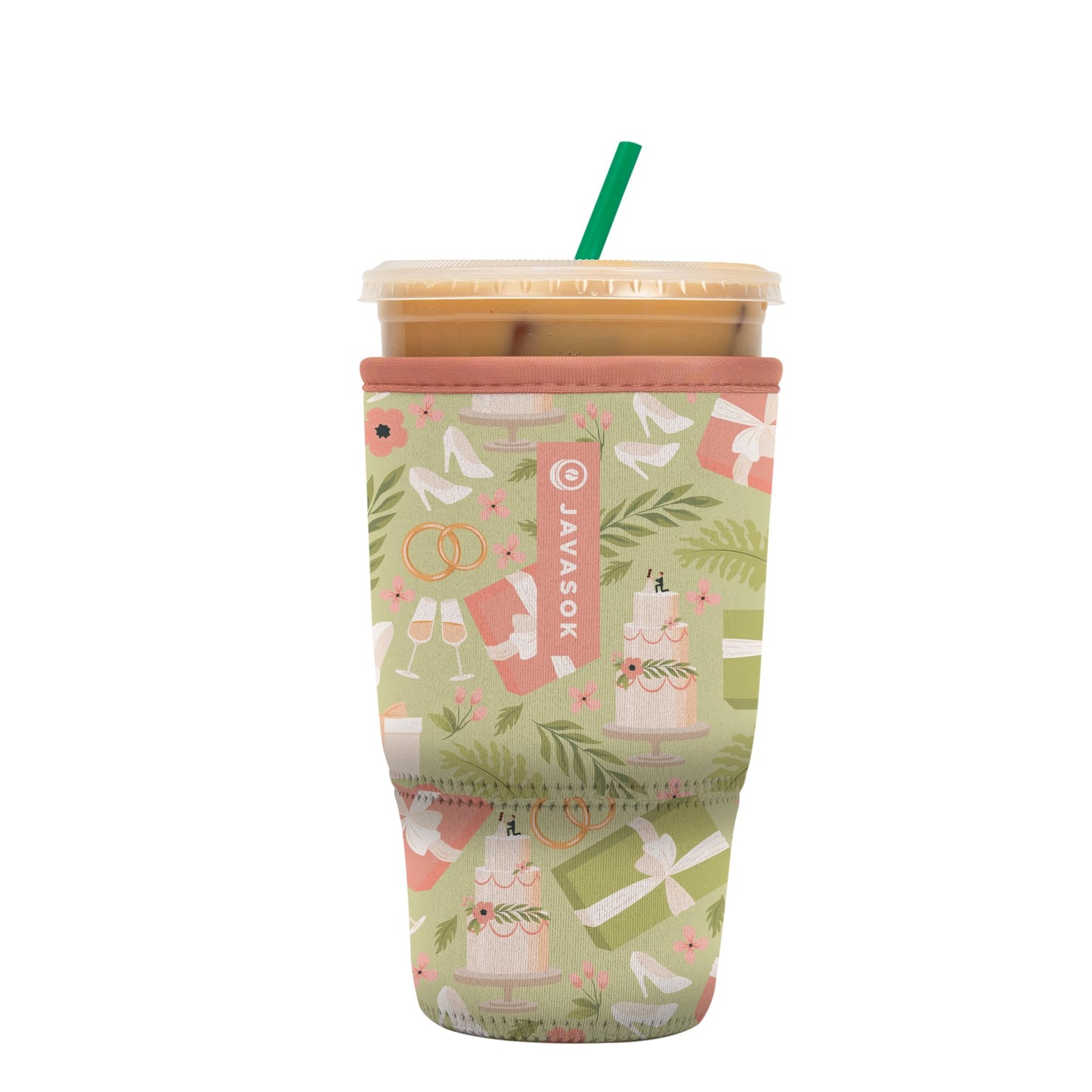 Sok It Java Sok Iced Coffee & Cold Soda Insulated Neoprene Cup Sleeve (English Garden Picnic, Medium: 22-28oz)