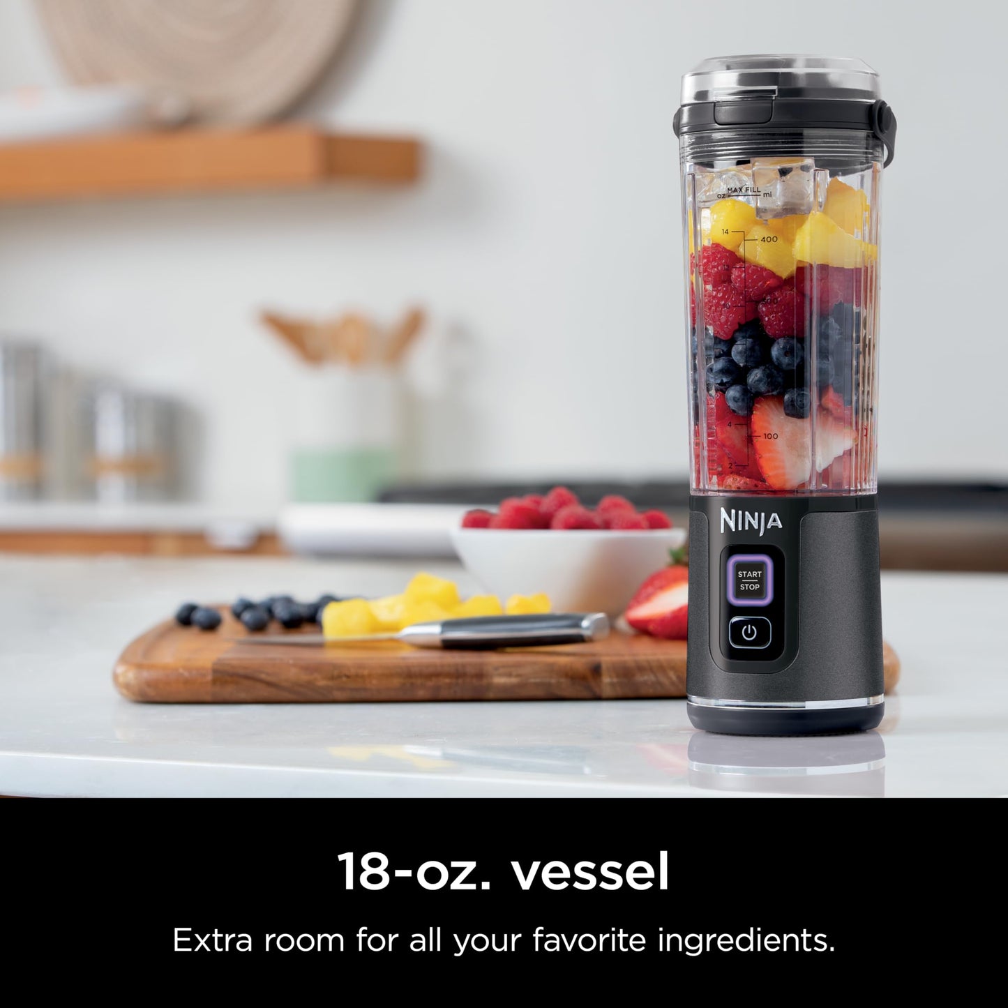 Ninja Blast Portable Blender, Cordless, 18oz. Vessel, Personal Blender For-Shakes and Smoothies, BPA Free, Leakproof-Lid and Sip Spout, USB-C Rechargeable, Dishwasher Safe Parts, Denim Blue, BC151ND