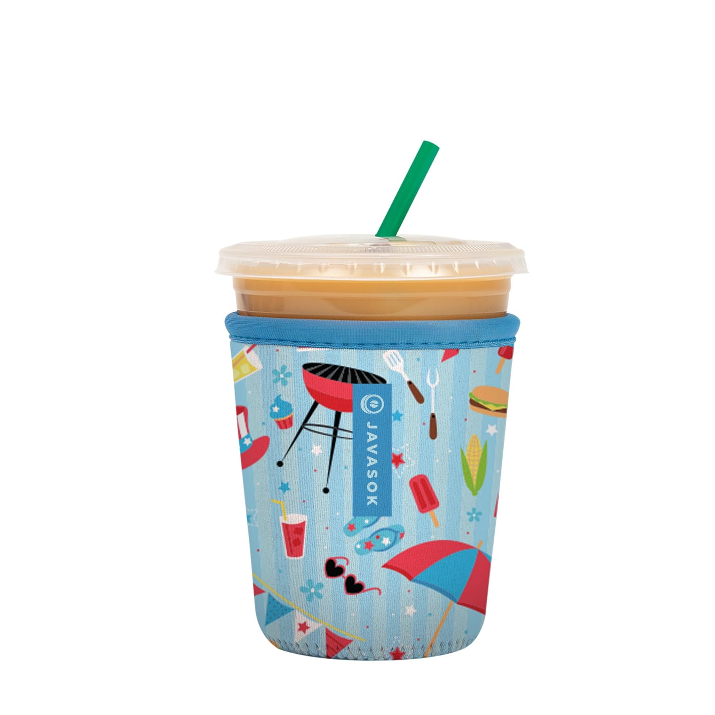 Sok It Java Sok Iced Coffee & Cold Soda Insulated Neoprene Cup Sleeve (English Garden Picnic, Medium: 22-28oz)