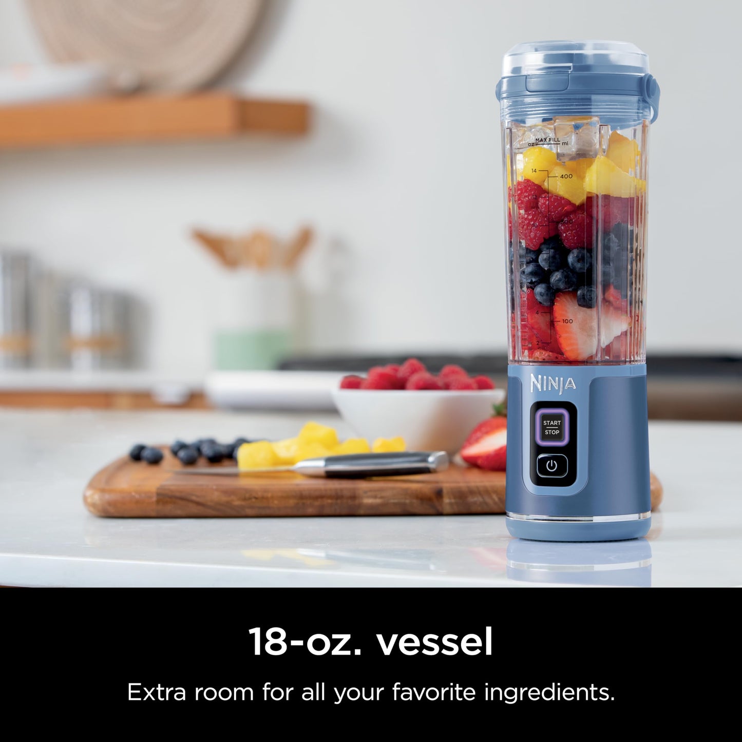 Ninja Blast Portable Blender, Cordless, 18oz. Vessel, Personal Blender For-Shakes and Smoothies, BPA Free, Leakproof-Lid and Sip Spout, USB-C Rechargeable, Dishwasher Safe Parts, Denim Blue, BC151ND