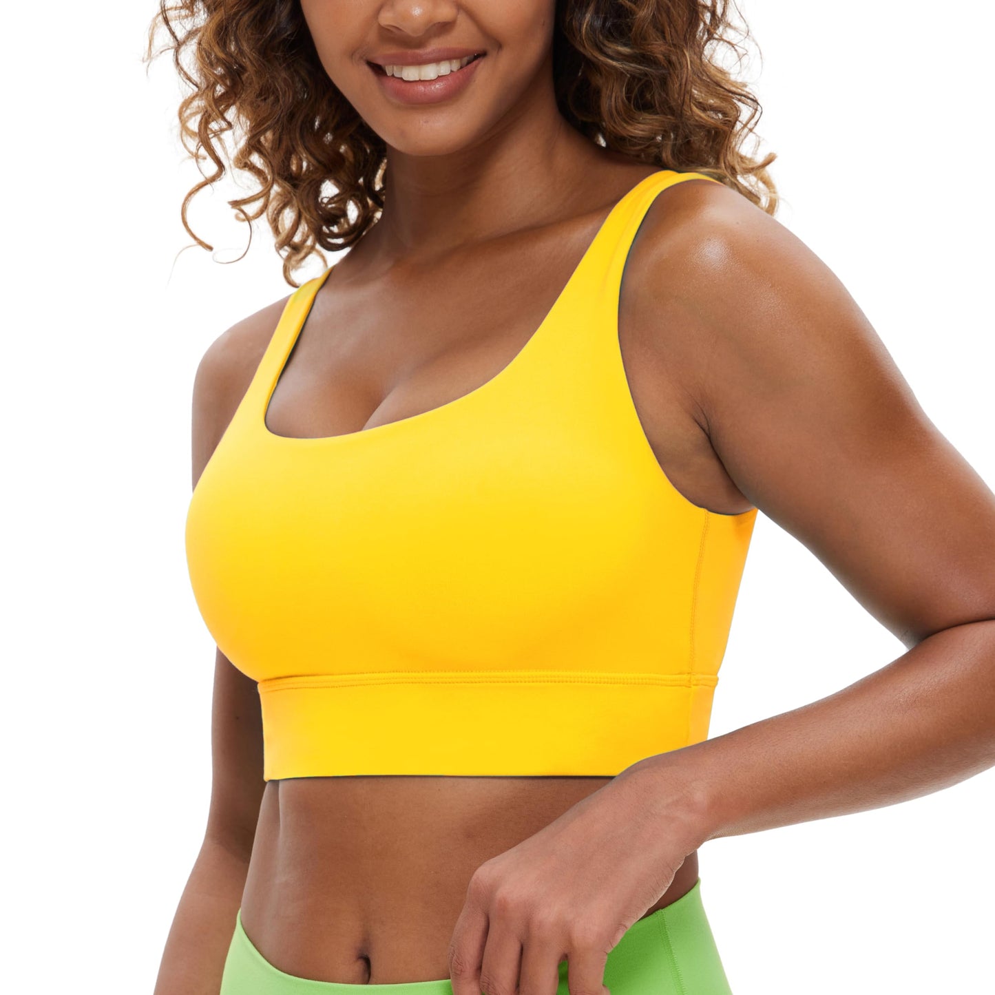 CRZ YOGA Butterluxe Womens U Back Sports Bra - Scoop Neck Padded Low Impact Yoga Bra Workout Crop Top with Built in Bra