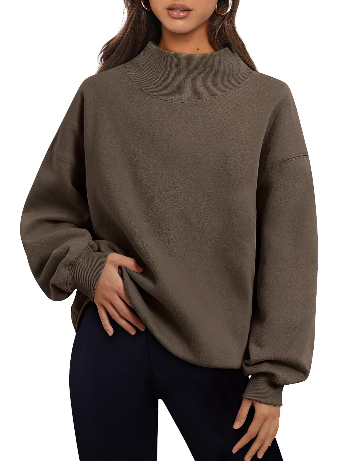 Trendy Queen Womens Oversized Sweatshirts Turtleneck Pullover Long Sleeve Hoodies Tops Fall Fashion Outfits 2025 Clothes