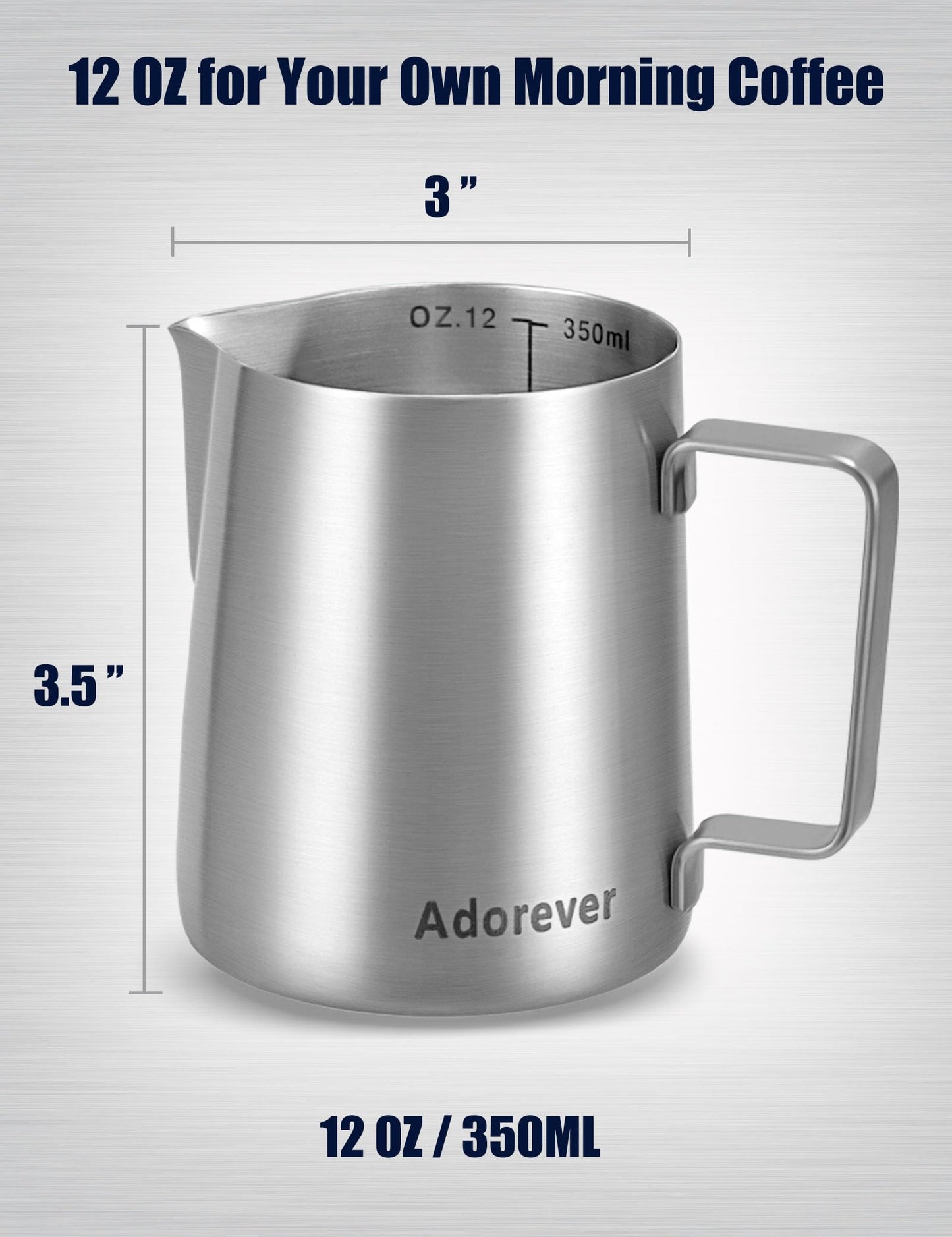 Milk Frothing Pitcher 350ml/600ml/900ml/1500ml (12oz/20oz/32oz/50oz) Steaming Pitchers Stainless Steel Milk/Coffee/Cappuccino/Latte Art Barista Steam Pitchers Milk Jug Cup with Art Pen,12oz