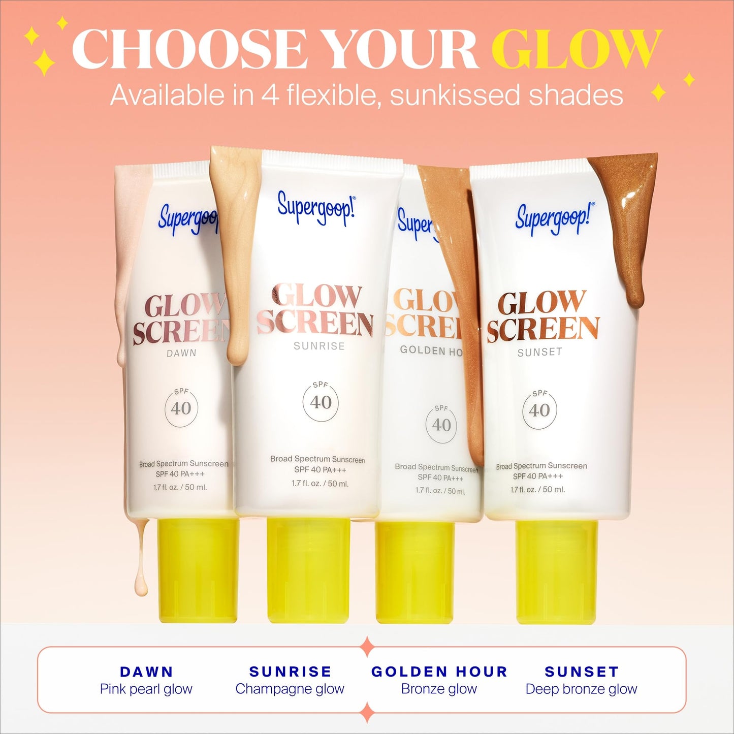 Supergoop! Glowscreen SPF 40, Sunrise (Champagne Glow) - 1.7 fl oz - Glowy Primer + Broad Spectrum Sunscreen - Helps Filter Blue Light - Boosts Hydration with Hyaluronic Acid, Vitamin B5 & Niacinamide