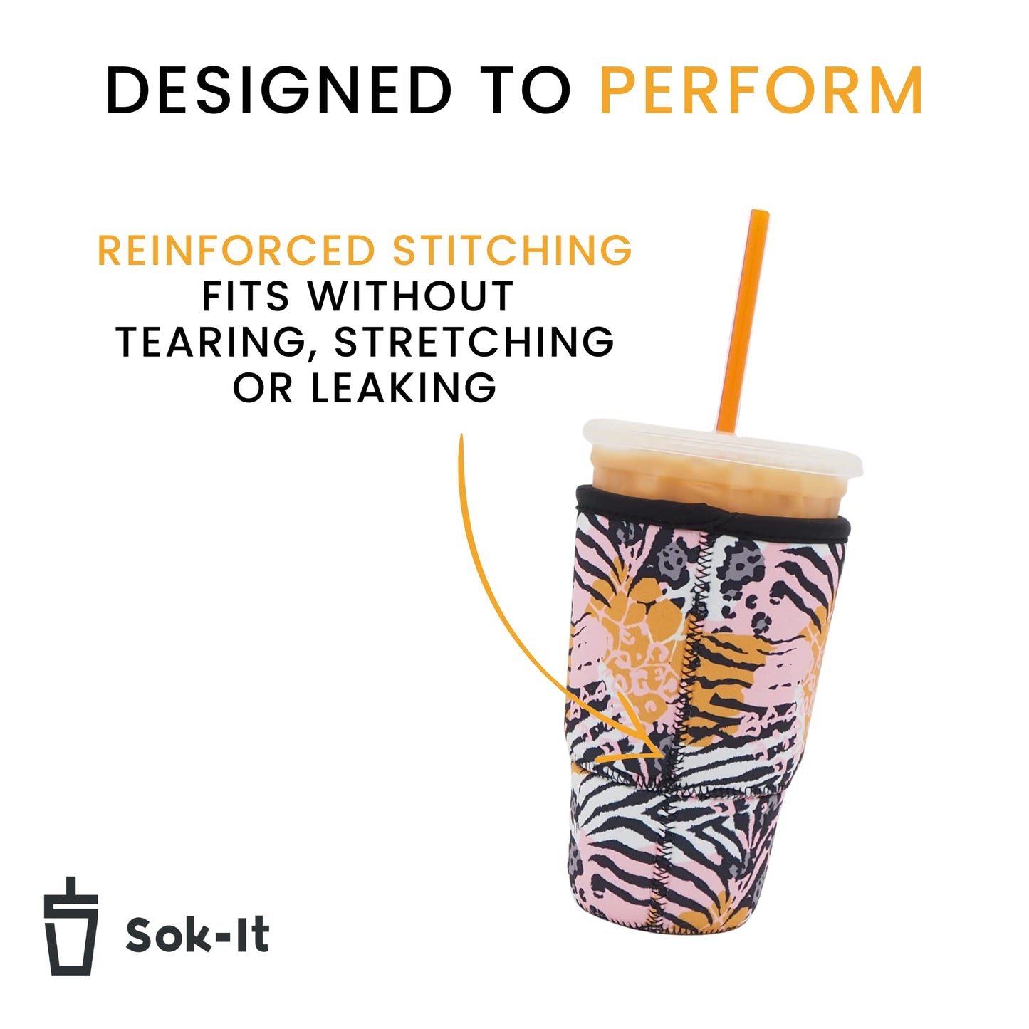 Sok It Java Sok Iced Coffee & Cold Soda Insulated Neoprene Cup Sleeve (English Garden Picnic, Medium: 22-28oz)