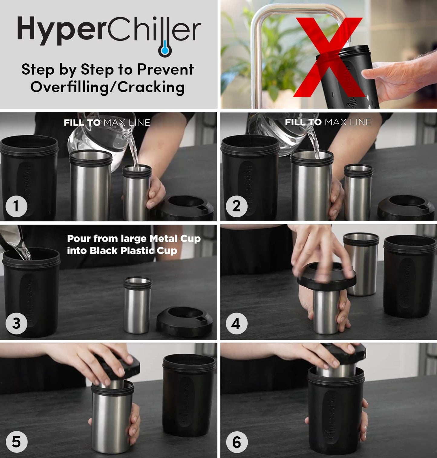 HyperChiller HC3 Patented Iced Coffee/Beverage Cooler, NEW, IMPROVED,STRONGER AND MORE DURABLE! Ready in One Minute, Reusable for Iced Tea, Wine, Spirits, Alcohol, Juice, 12.5 Oz, Black