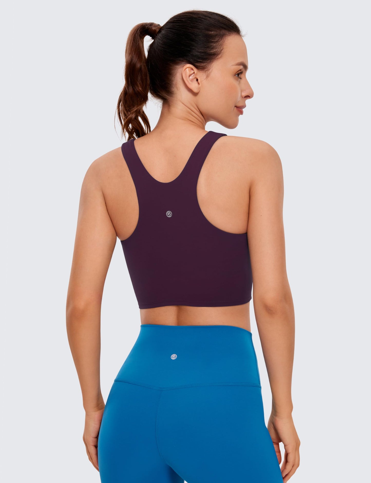 CRZ YOGA Butterluxe Racerback High Neck Longline Sports Bras for Women - Padded Workout Crop Tank Tops with Built in Bra