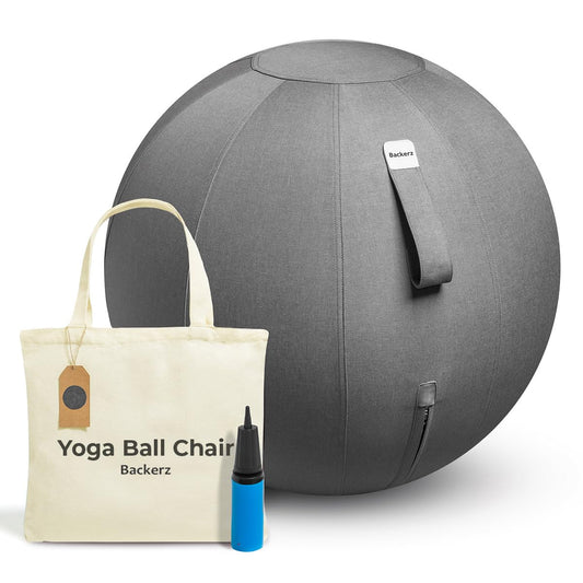 Balance Ball Chair for Office & Home - Ergonomic Exercise Ball for Posture & Back Pain Relief, Yoga Ball Chair - Sitting Ball with Washable Linen Cover