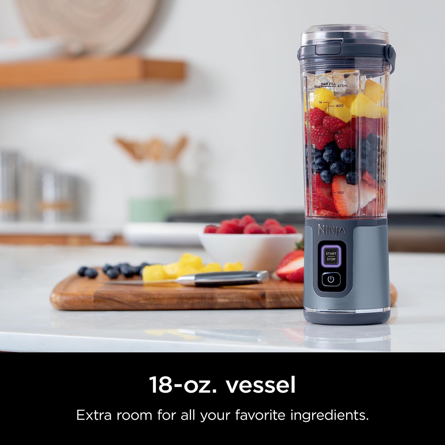 Ninja Blast Portable Blender, Cordless, 18oz. Vessel, Personal Blender For-Shakes and Smoothies, BPA Free, Leakproof-Lid and Sip Spout, USB-C Rechargeable, Dishwasher Safe Parts, Denim Blue, BC151ND