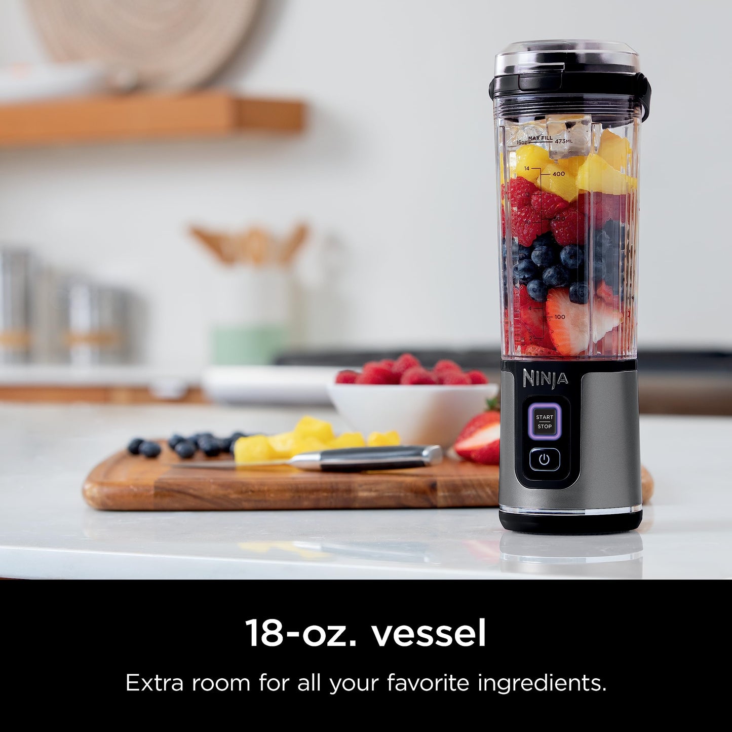 Ninja Blast Portable Blender, Cordless, 18oz. Vessel, Personal Blender For-Shakes and Smoothies, BPA Free, Leakproof-Lid and Sip Spout, USB-C Rechargeable, Dishwasher Safe Parts, Denim Blue, BC151ND