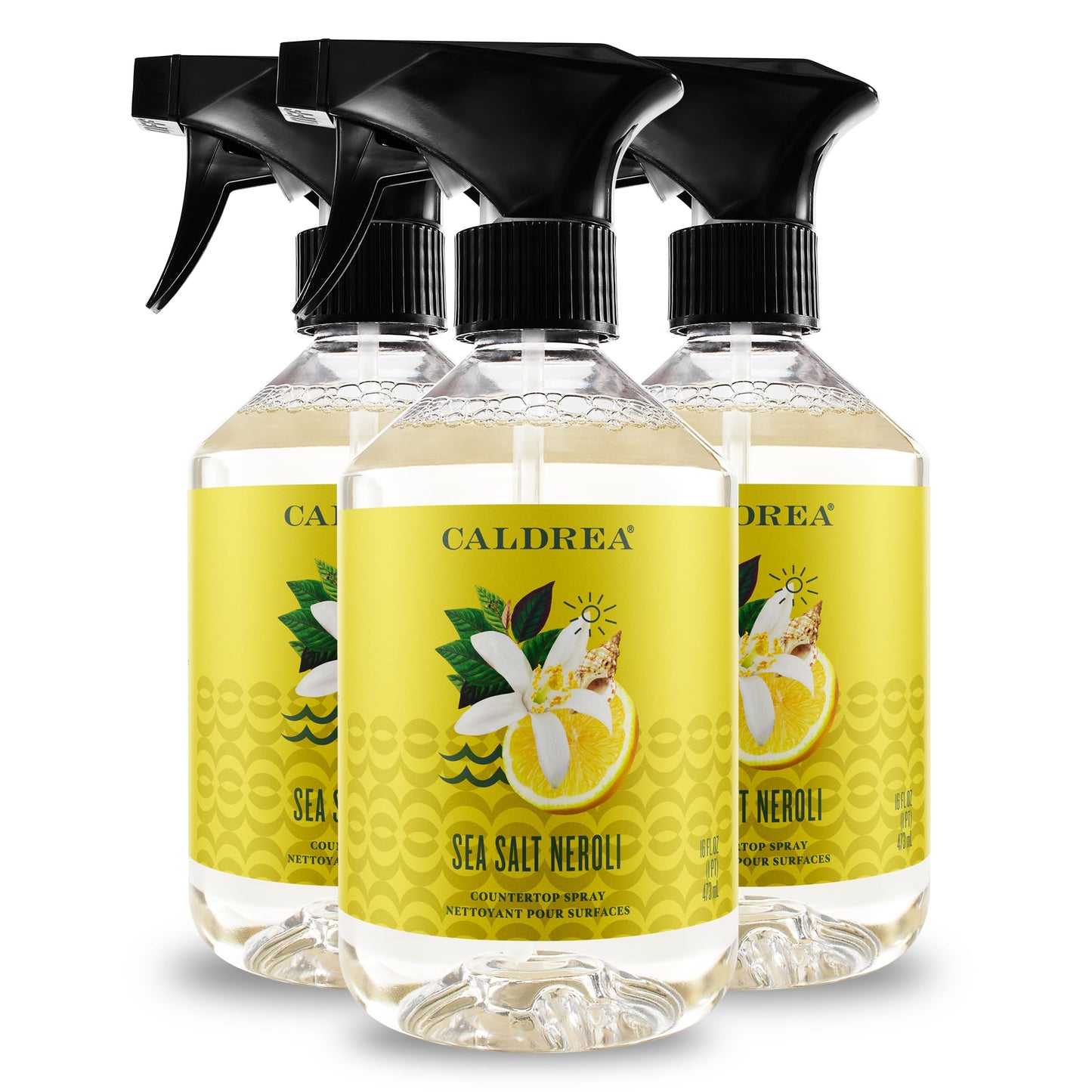 Caldrea Multi-surface Countertop Spray Cleaner, Made with Vegetable Protein Extract, Sea Salt Neroli Scent, 16 oz